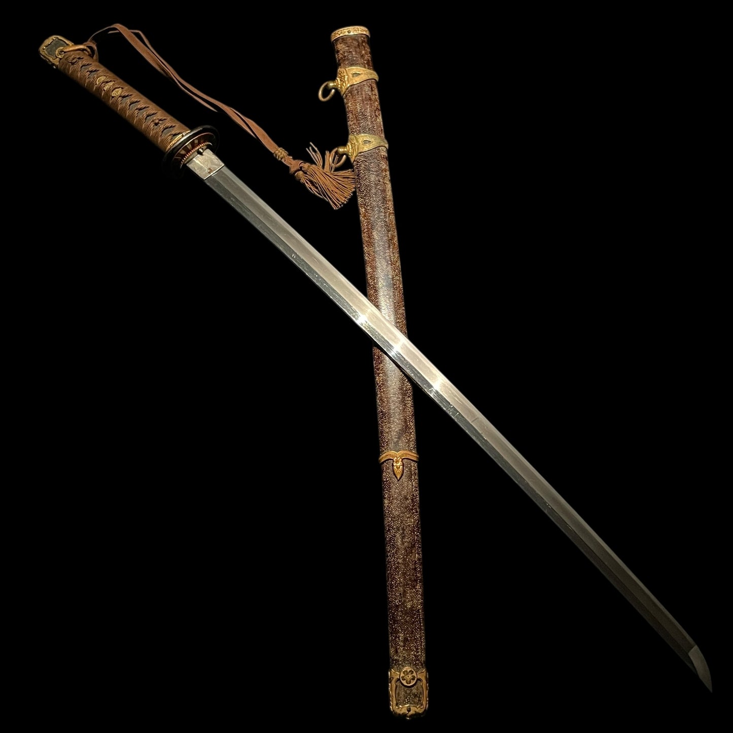 NAVY GUNTO 海軍刀, Custom-made Koshirae, Rising sun Seppa, Japanese Military Sword