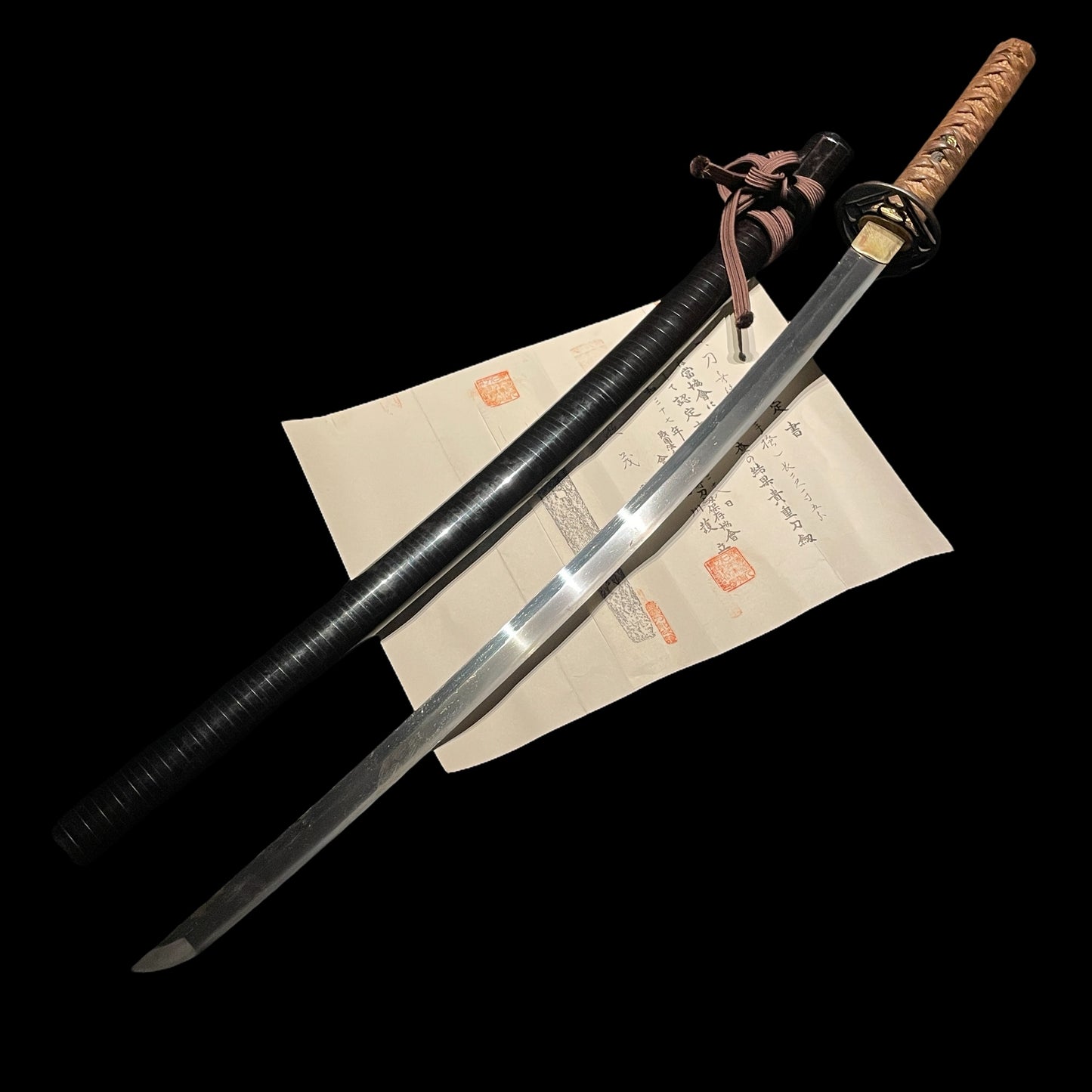 Yamato School 大和伝, Sue Tegai 末手掻 KATANA, Sukashi-Tsuba, Muromachi Period