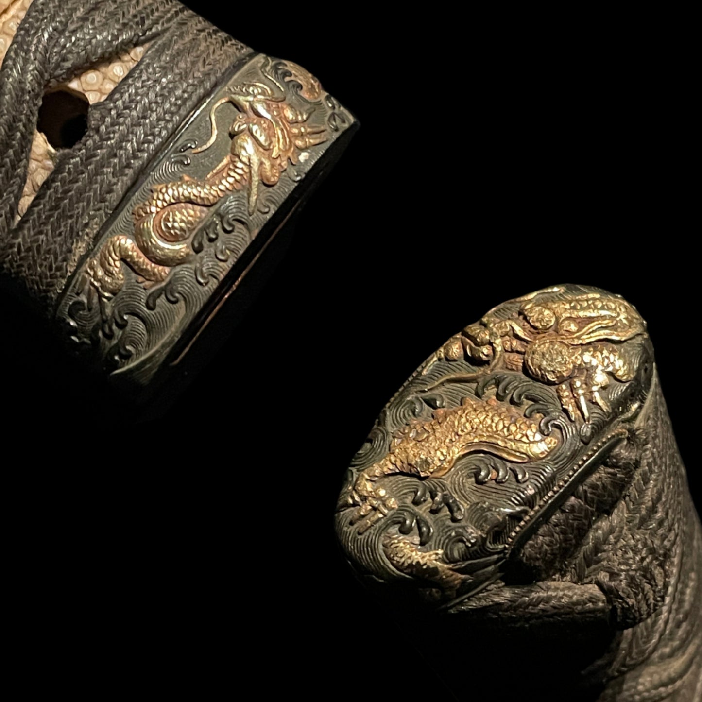 Bishuju Sukesada 備州祐定 signed Long WAKIZASHI, Dragon Fuchikashira, KenjoTsuba 献上鍔