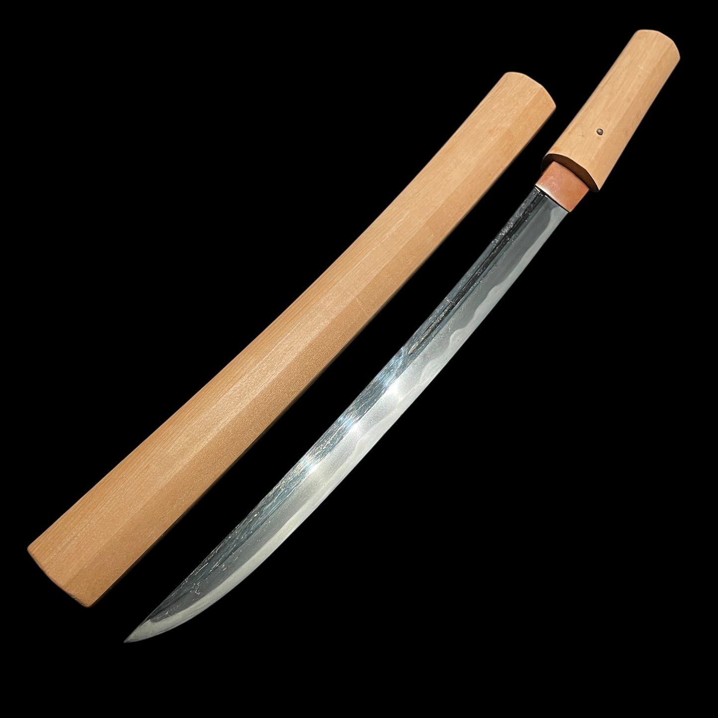 Shobuzukuri Wakizashi 菖蒲造脇差 in Shirasaya, Muromachi period mumei