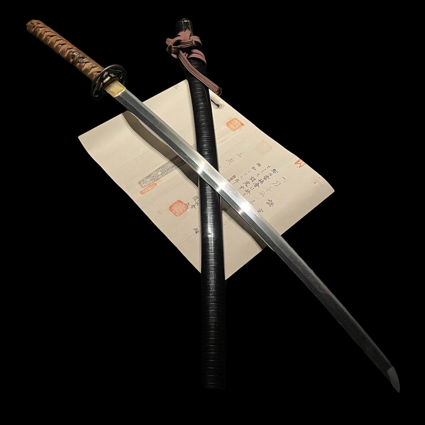 Yamato School 大和伝, Sue Tegai 末手掻 KATANA, Sukashi-Tsuba, Muromachi Period