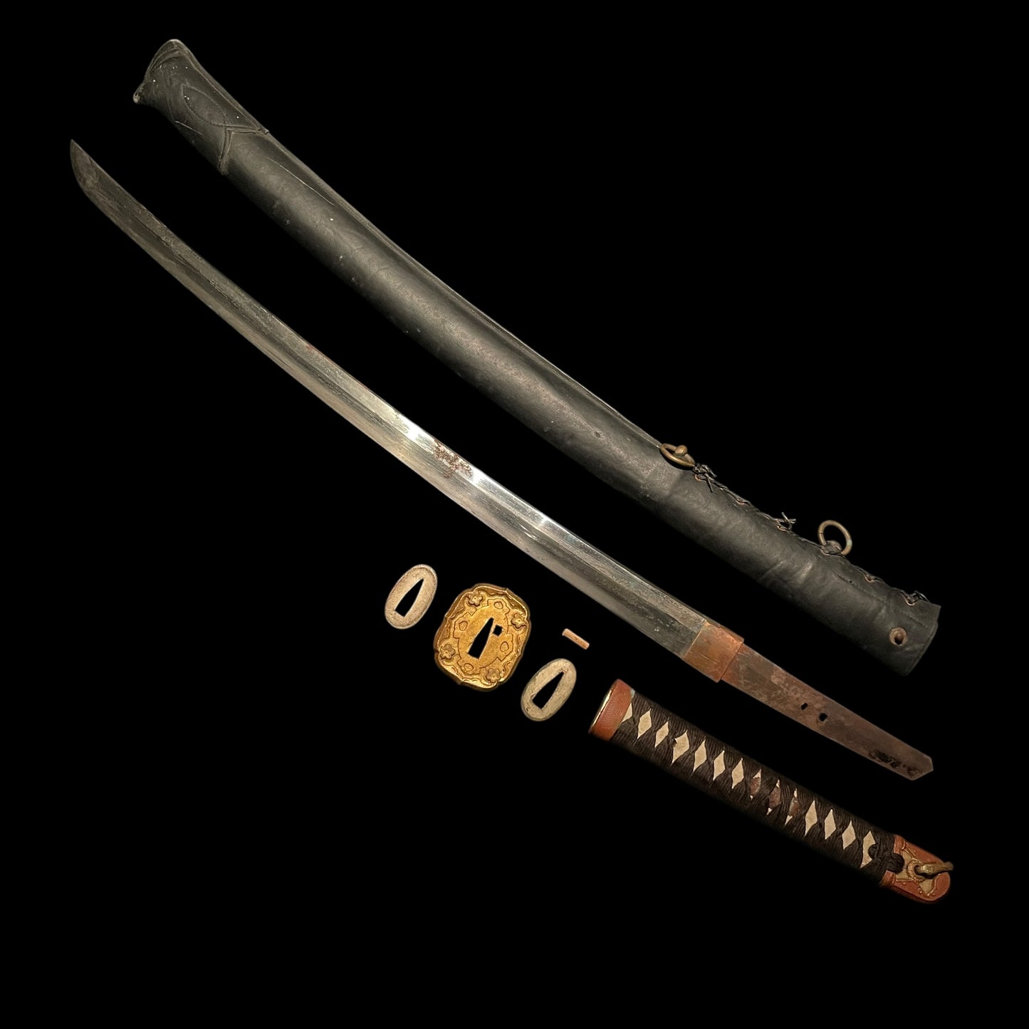 Ryakushiki Black GUNTO, 略式軍刀, Very Heavy blade, WW2 Japanese Army Officer Sword