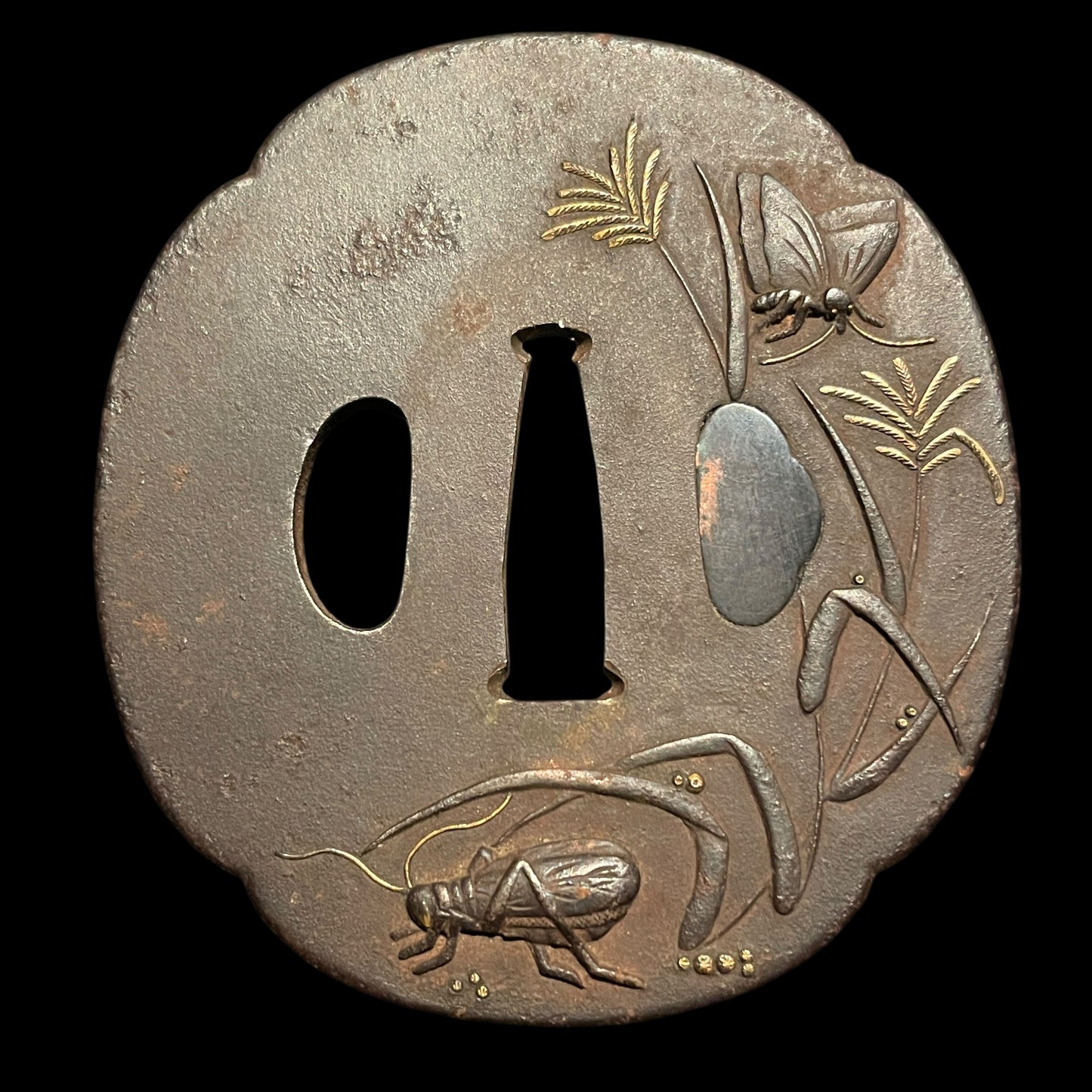 Midareba KATANA, Autumn insect Tsuba, Shell Fuchikashira, with Shirasaya