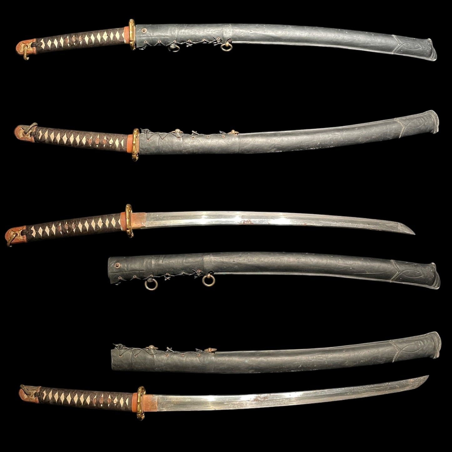 Ryakushiki Black GUNTO, 略式軍刀, Very Heavy blade, WW2 Japanese Army Officer Sword