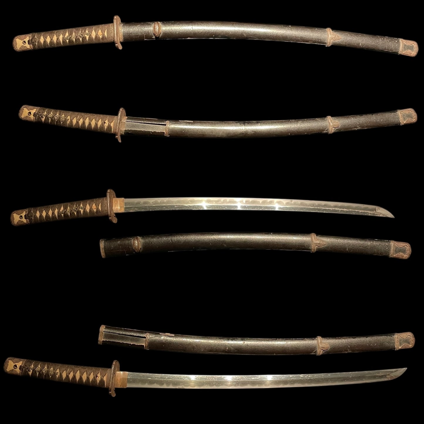 Handachi Koshirae 半太刀拵 Long WAKIZASHI, Iron Fittings, Edo period mumei