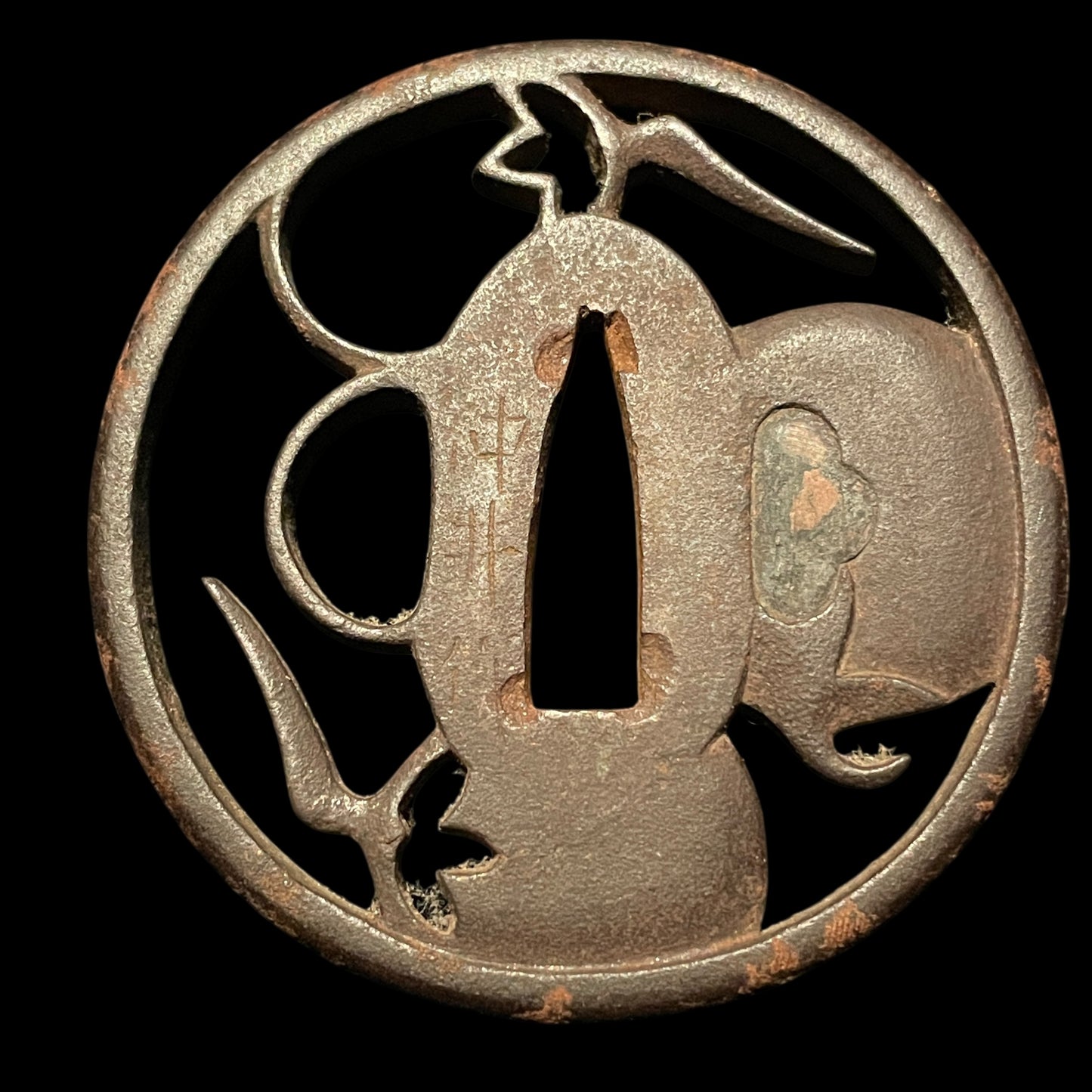 Kairagisaya 梅花皮鞘 Rayskin Scabbard WAKIZASHI, Persimmon Tsuba 柿透鍔, Edo period