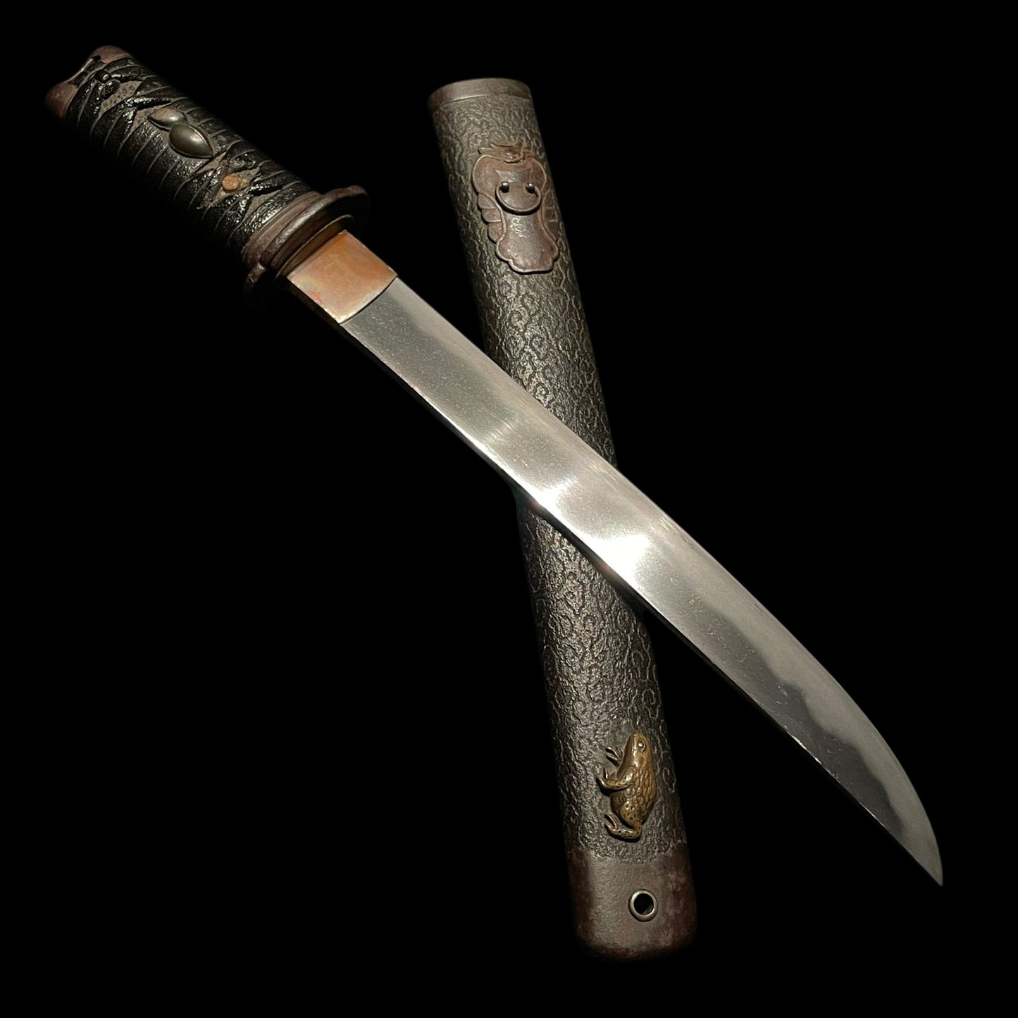 Frog and Snake Fittings TANTO, Hotei Kozuka, Insect Tsuba, Edo period mumei