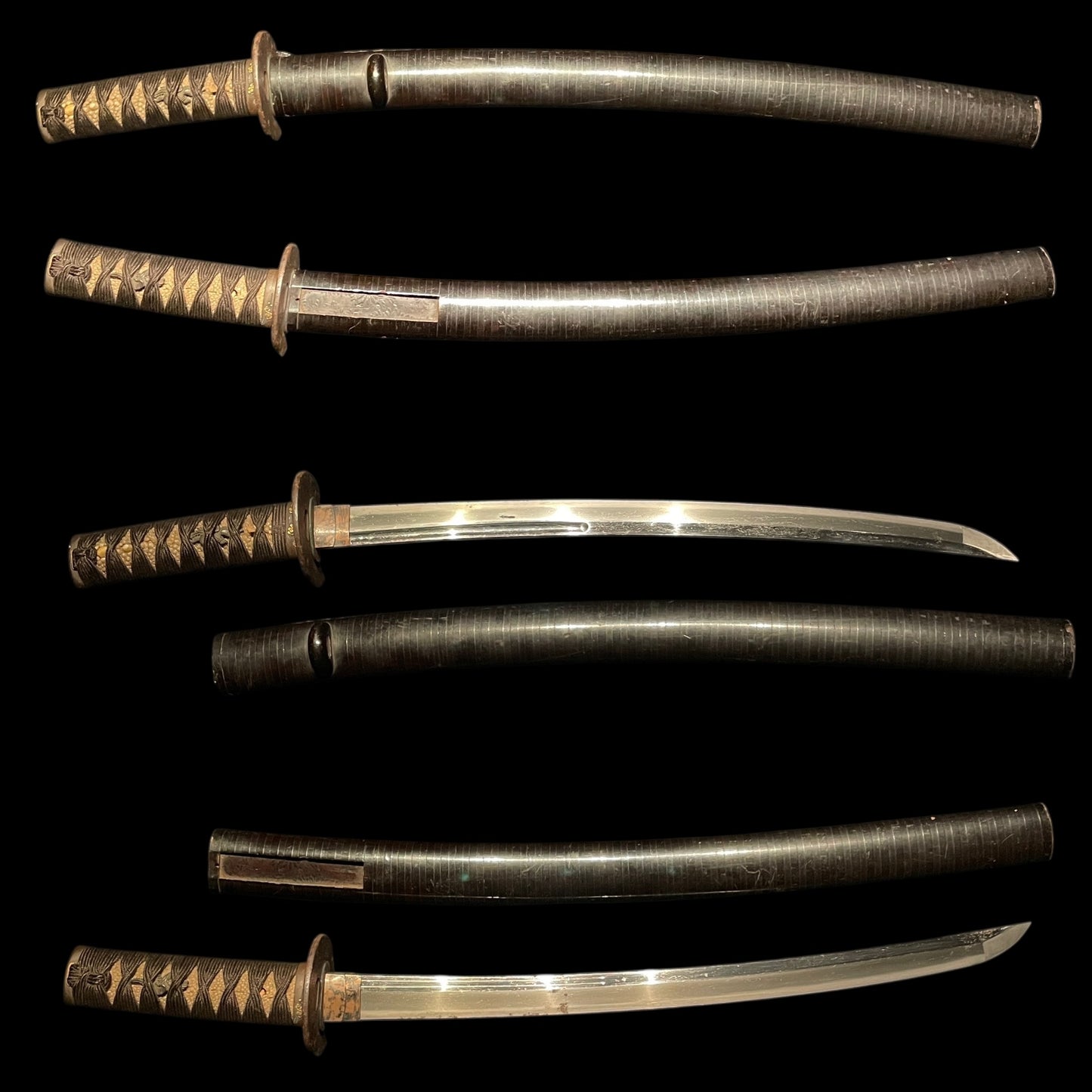 Nobukuni 信国 signed Wakizashi, Plum Fuchikashira, Aoi Menuki, Muromachi period