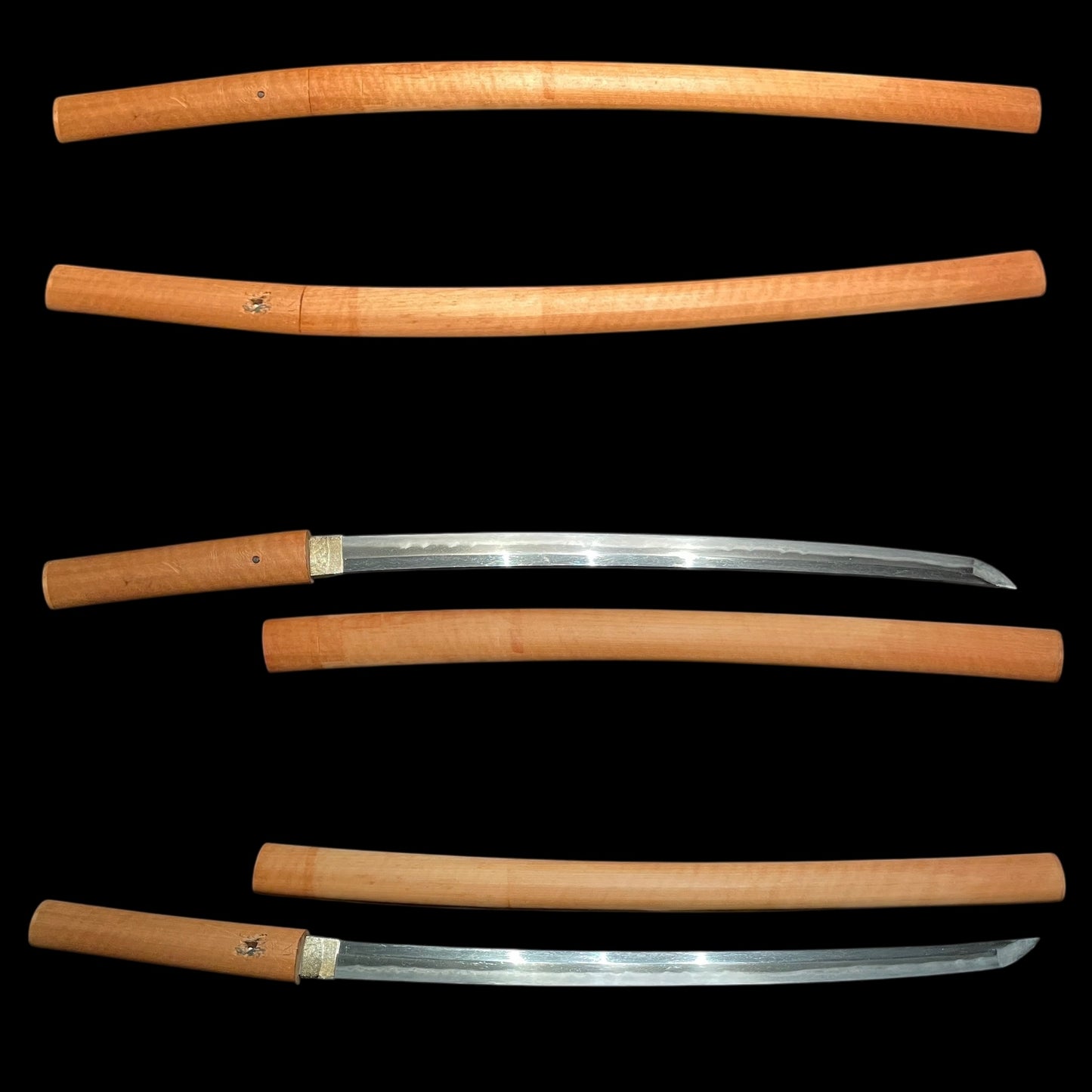 Togari-Gunome Hamon 尖互目刃文 Long Wakizashi in Shirasaya, Edo period mumei