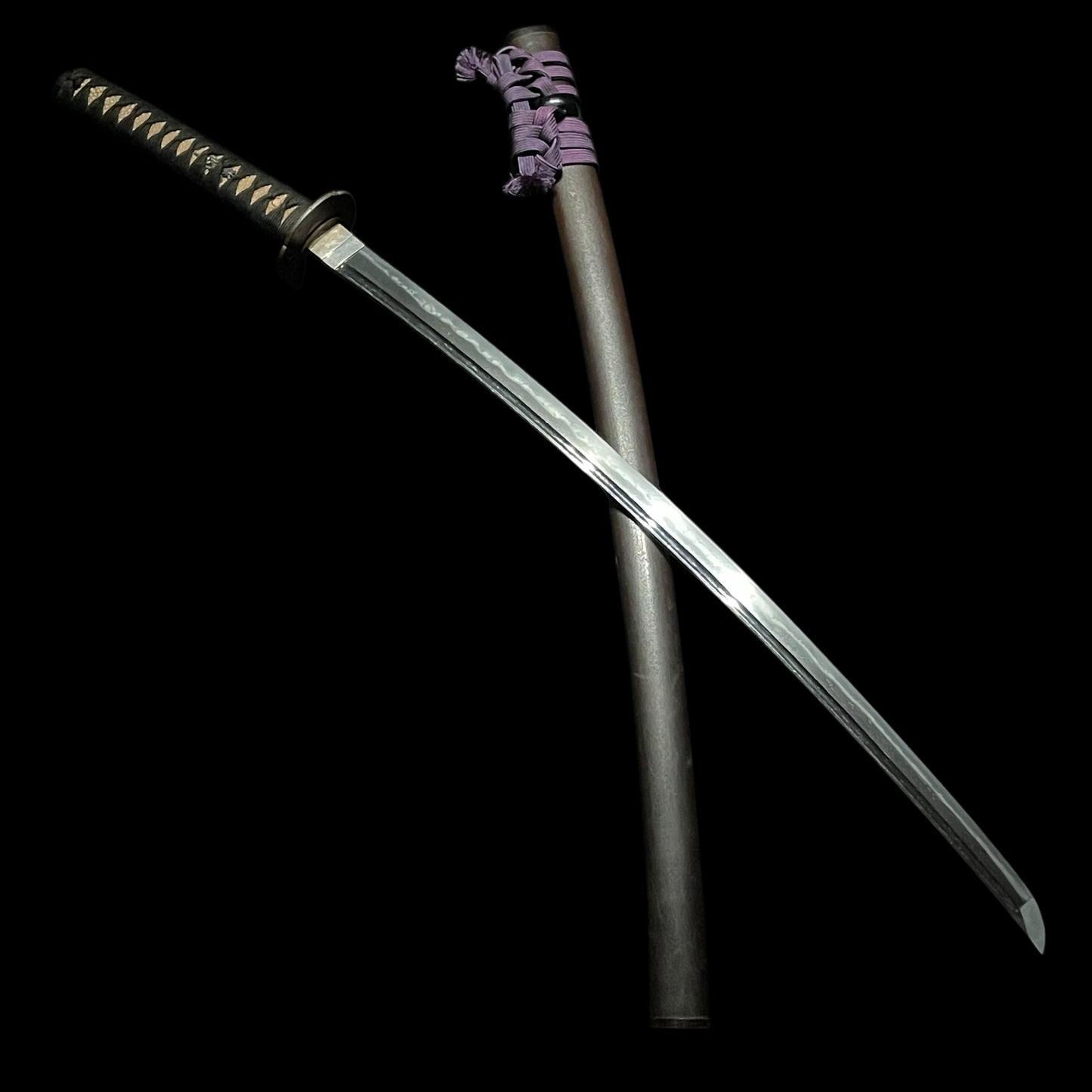 Midareba KATANA, Autumn insect Tsuba, Shell Fuchikashira, with Shirasaya