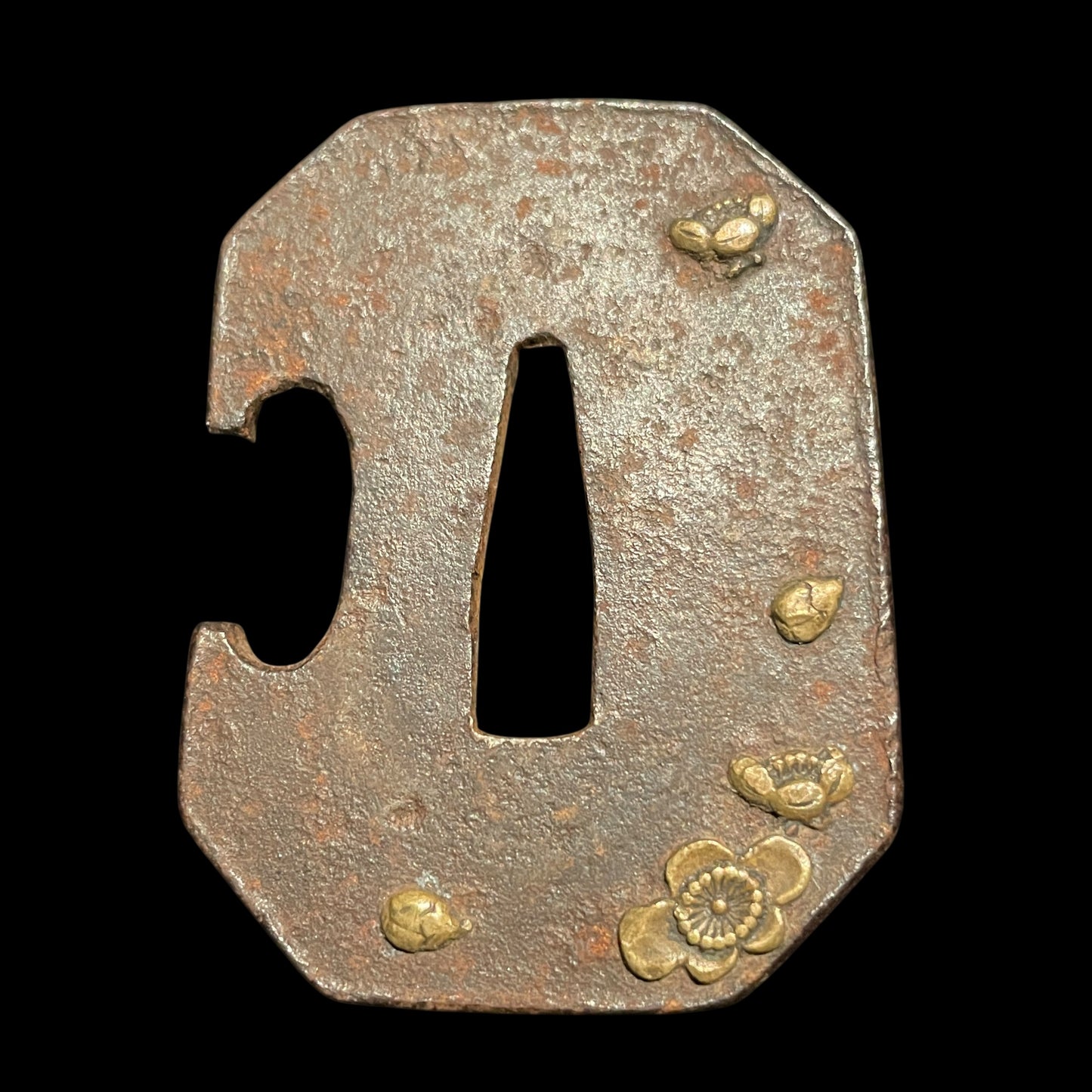 Kakinagashi-Hi 掻き流し樋 Short WAKIZASHI, Plum tsuba and Waterfowl Kozuka