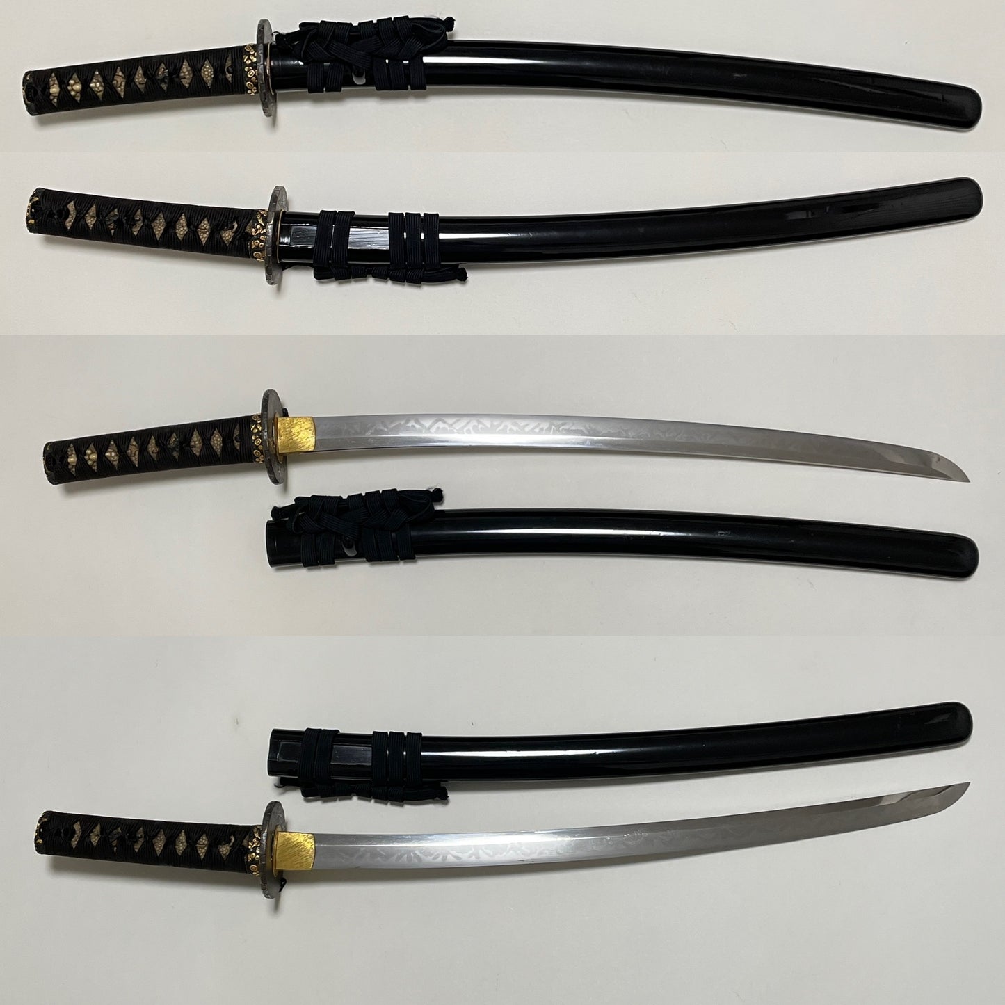 HITATSURA 皆焼 Yasuhiro signed Long WAKIZASHI, 江州彦根住藻柄子宗典 signed Fuchi