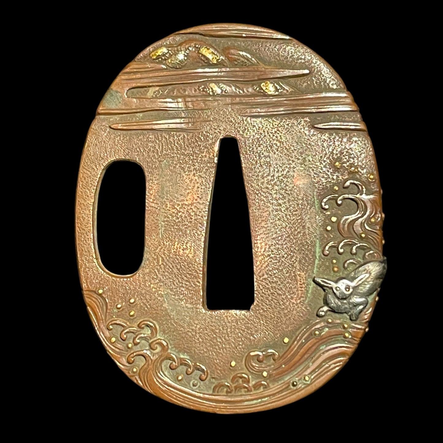 HITATSURA 皆焼 TANTO, Daruma Kashira, Signed Tsuba, Copper Fittings with Kozuka