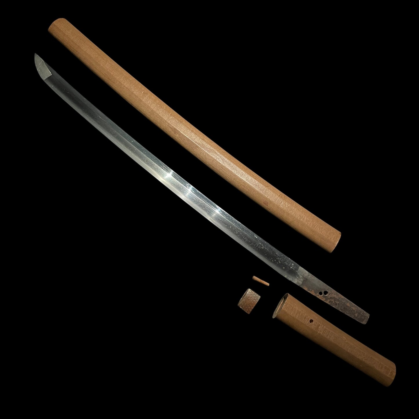 Homarekizu 誉傷 Wakizashi, Kikko pattern 亀甲文様 Habaki, Edo period mumei