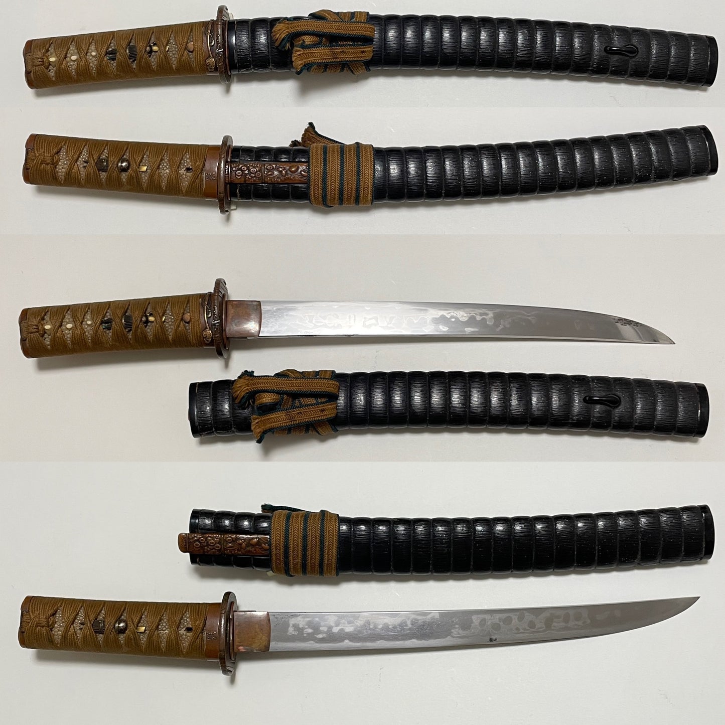 HITATSURA 皆焼 TANTO, Daruma Kashira, Signed Tsuba, Copper Fittings with Kozuka