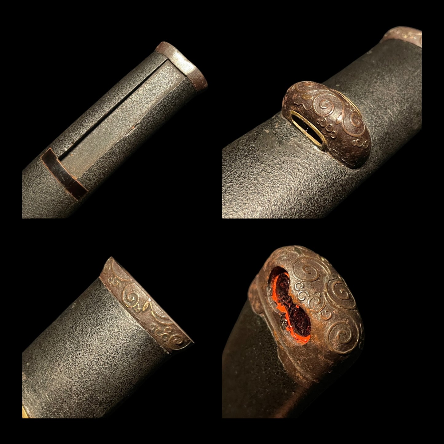 Aikuchi Koshirae Sunnobi-Tanto 合口拵寸延短刀, Bonji 梵字 blade, Edo period mumei