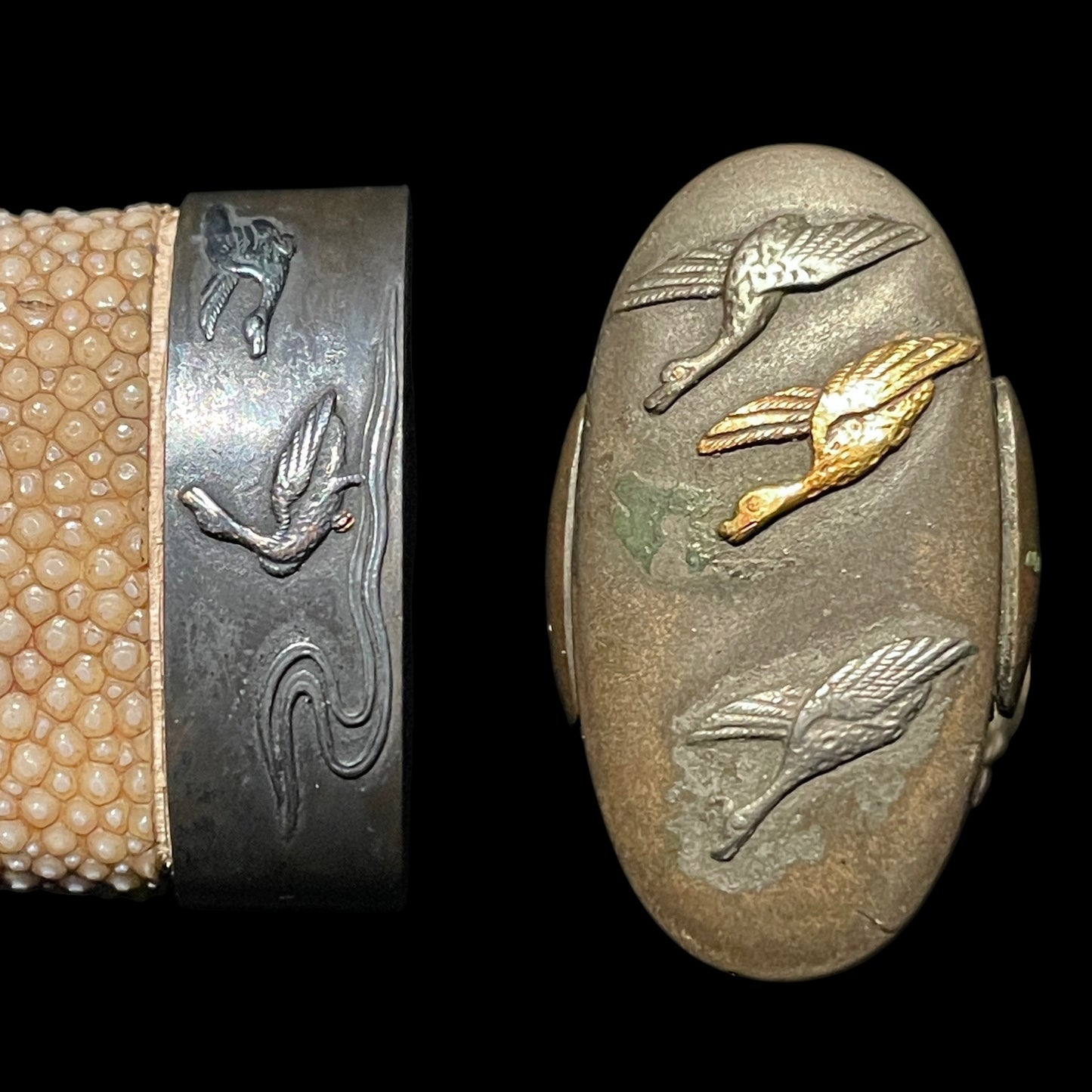 Hirazukuri Red Wakizashi 平造脇差, Dragon Lion Menuki 龍獅子目貫, Edo period mumei