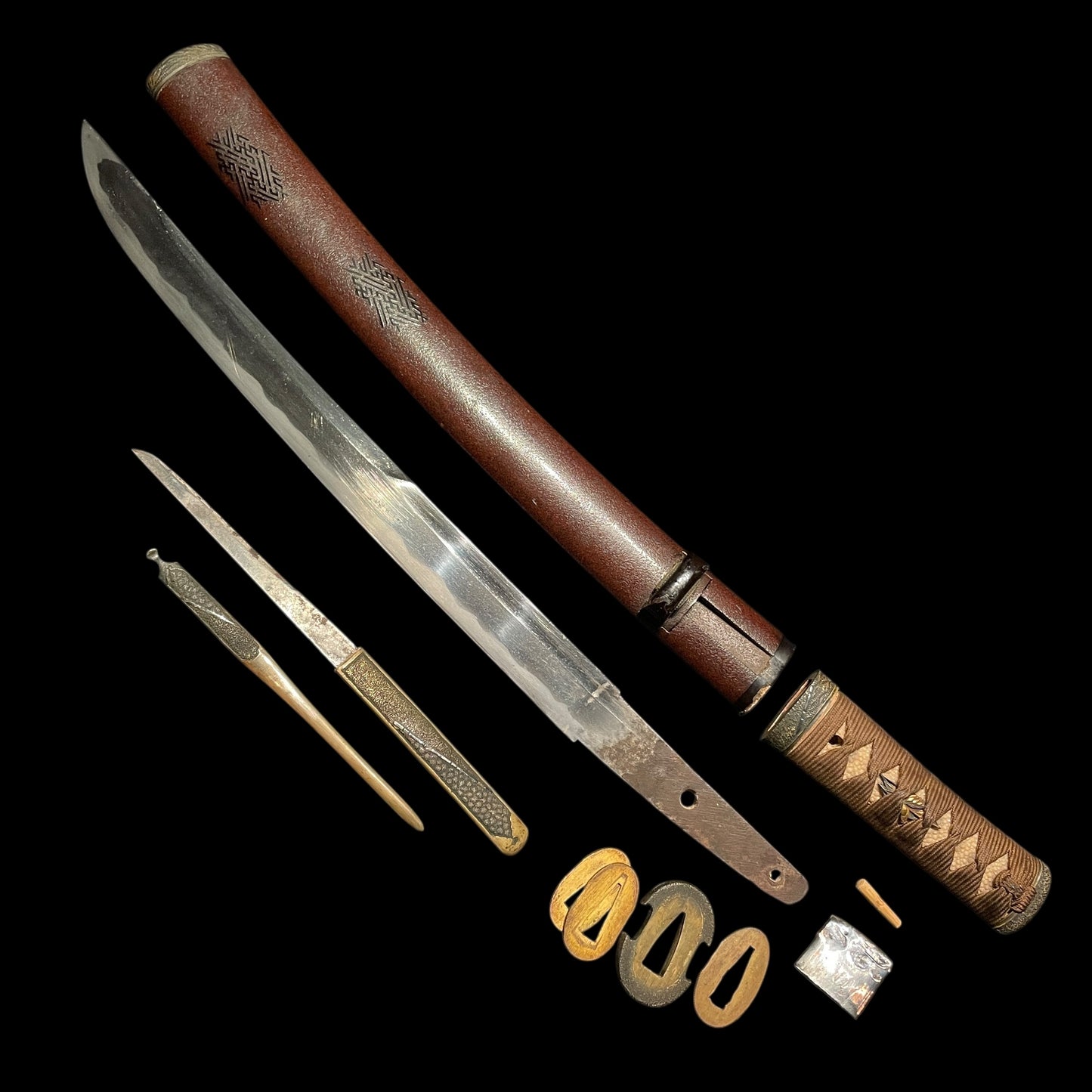 Matsushiro Koshirae TANTO 松代拵短刀, with Kozuka Kogai, Unokubi 鵜首 blade