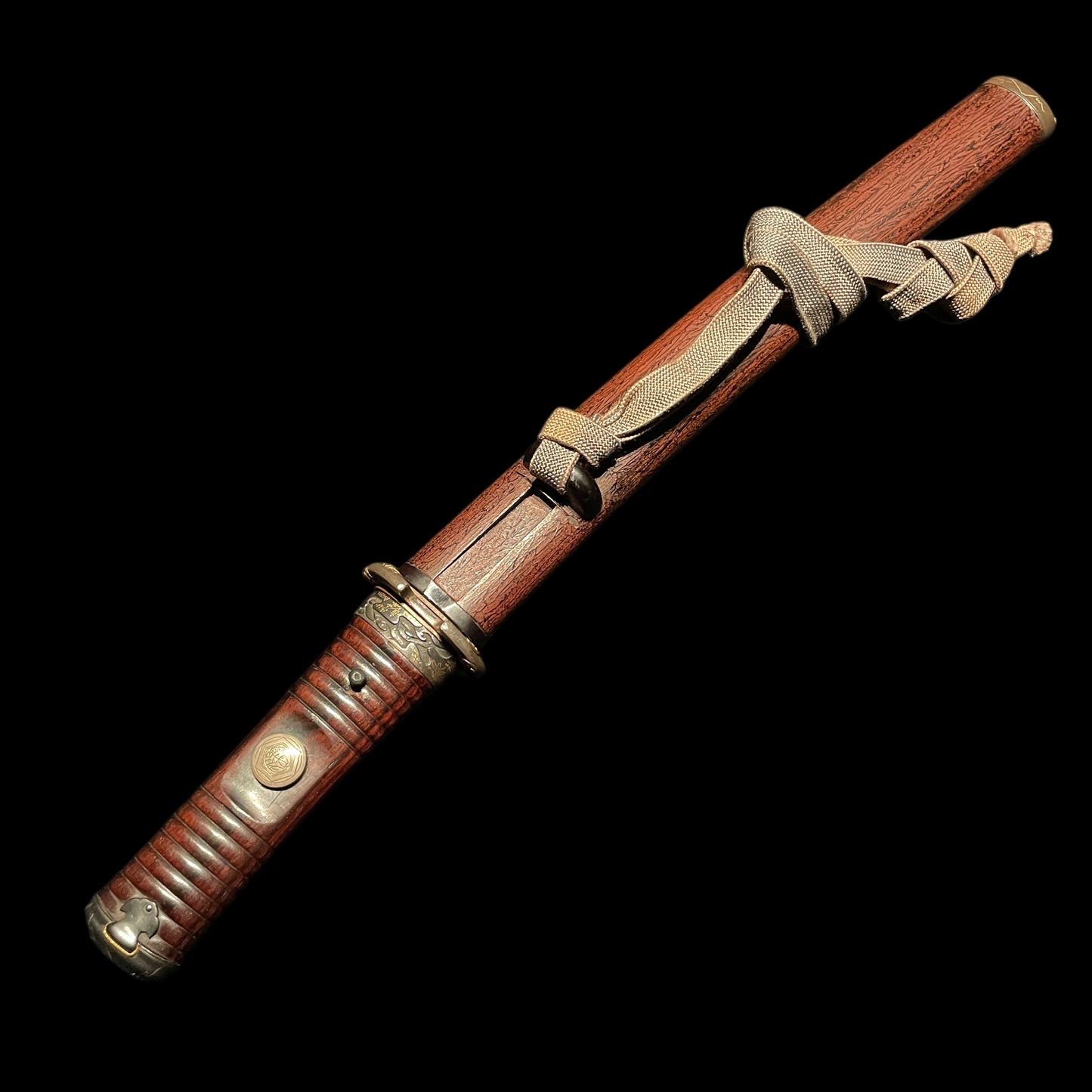 Bizenkoku Tomomitsu 備前國友光 signed TANTO, Yoshioka 吉岡 style Shakudo TSUBA