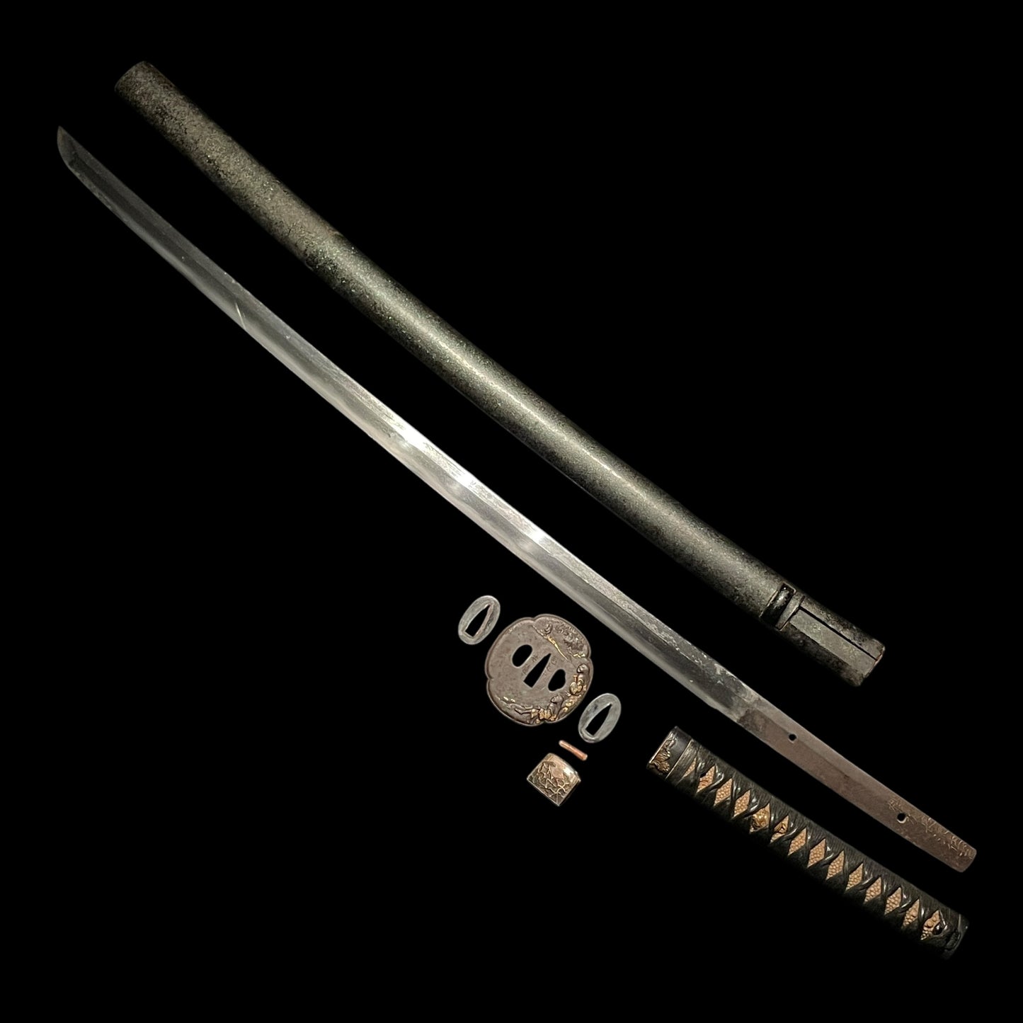 Sesshu Nagasawaju Yoshi 摂州長沢住吉光 signed KATANA, Kanbun-Shinto 寛文新刀, signed Tsuba