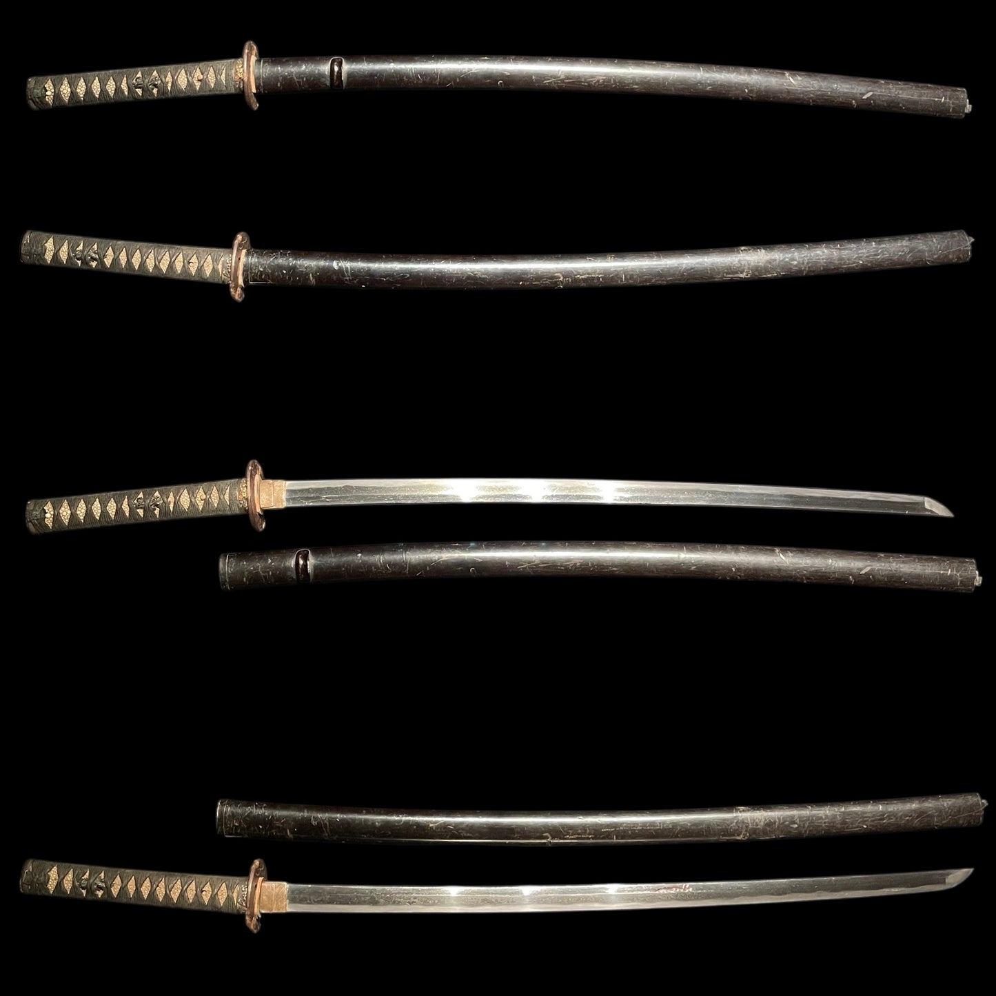 Black KATANA, Yamashirokoku Fushimiju Kaneie signed Tsuba,Dragon Menuki