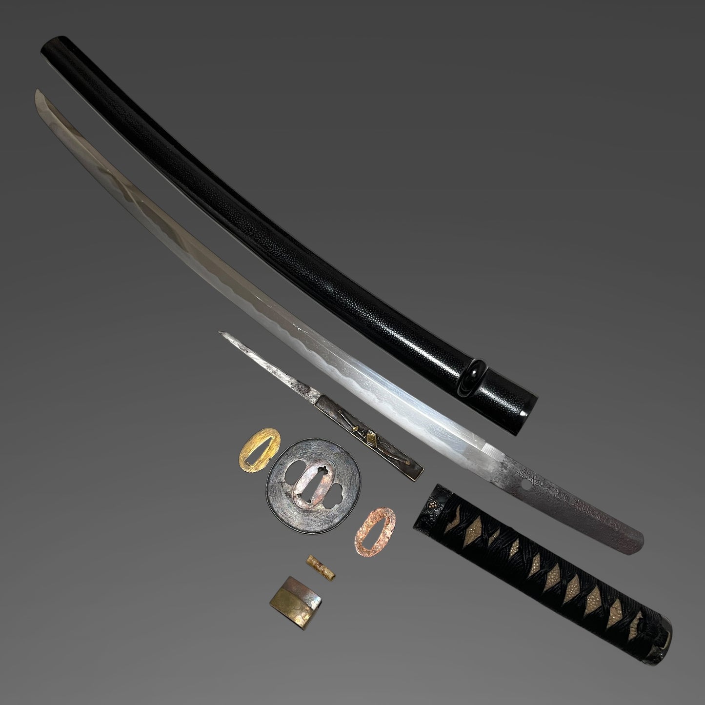 Natanenurisaya 菜種塗鞘 Wakizashi, Bushuedo Echizen Yasutsuna 於武州江戸越前安綱 signed