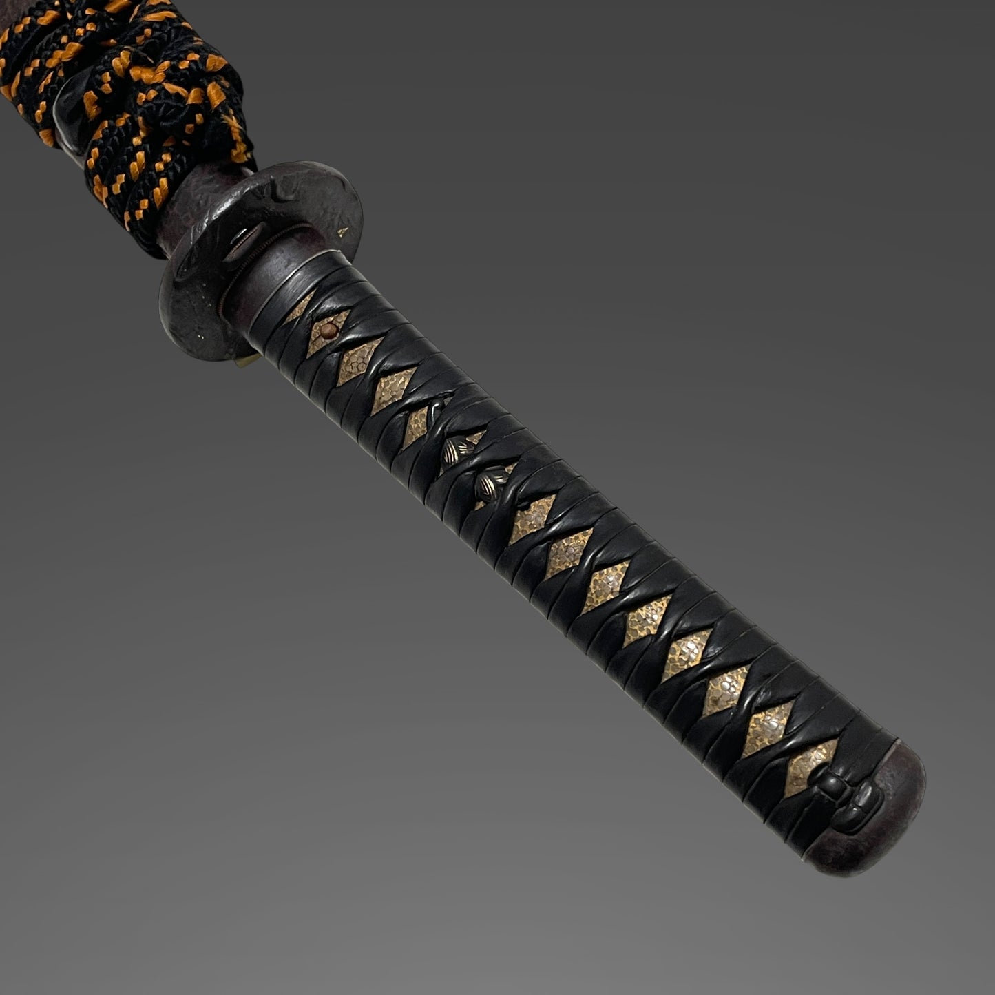 Minamoto Sae 源左衛 signed KATANA, Shakudo Myoga Menuki, Iron Fittings, Muromachi period