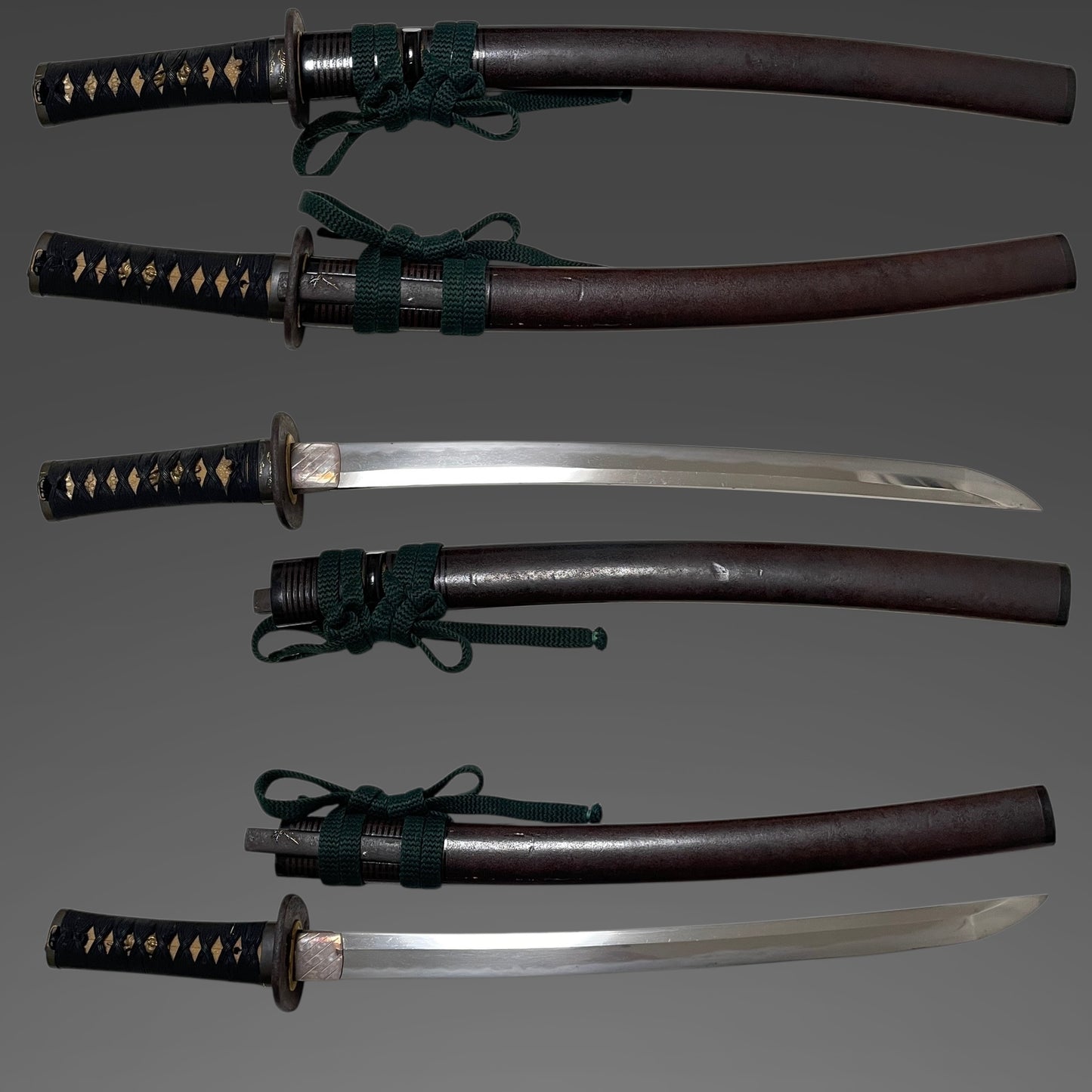 Tiger Menuki Wakizashi with Kozuka, Moon and Geese Fittings, Edo period mumei