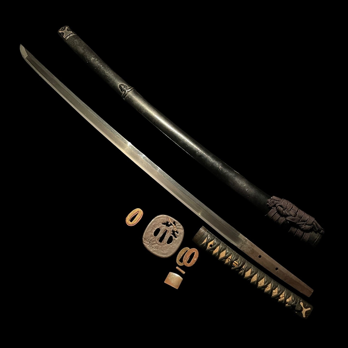 Handachi Koshirae KATANA 半太刀拵, Shibuichi Fittings, Edo period mumei