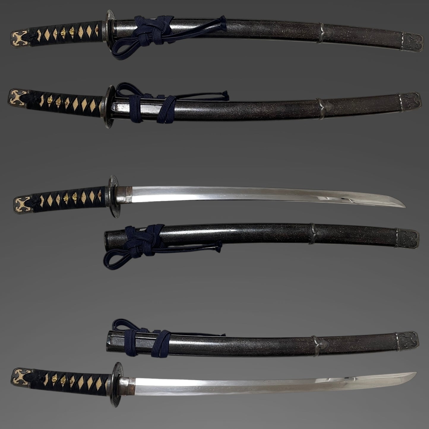 Ichiryu Tomoyoshi 一柳友善 signed Fuchi, Handachi-Koshirae 半太刀拵 Wakizashi, Edo period mumei