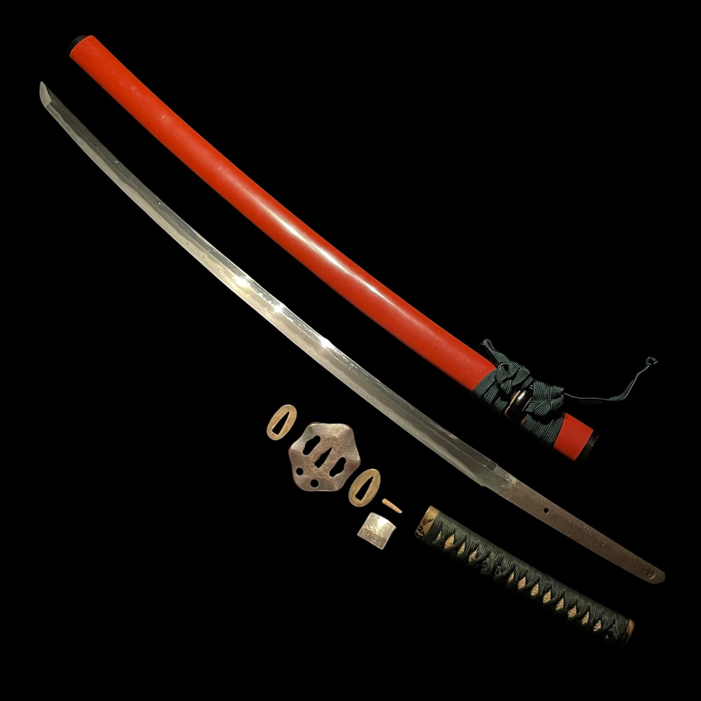 Red KATANA, Noshusekiju Ichimonji 濃州関住一文字 signed, Brass Fuchikashira