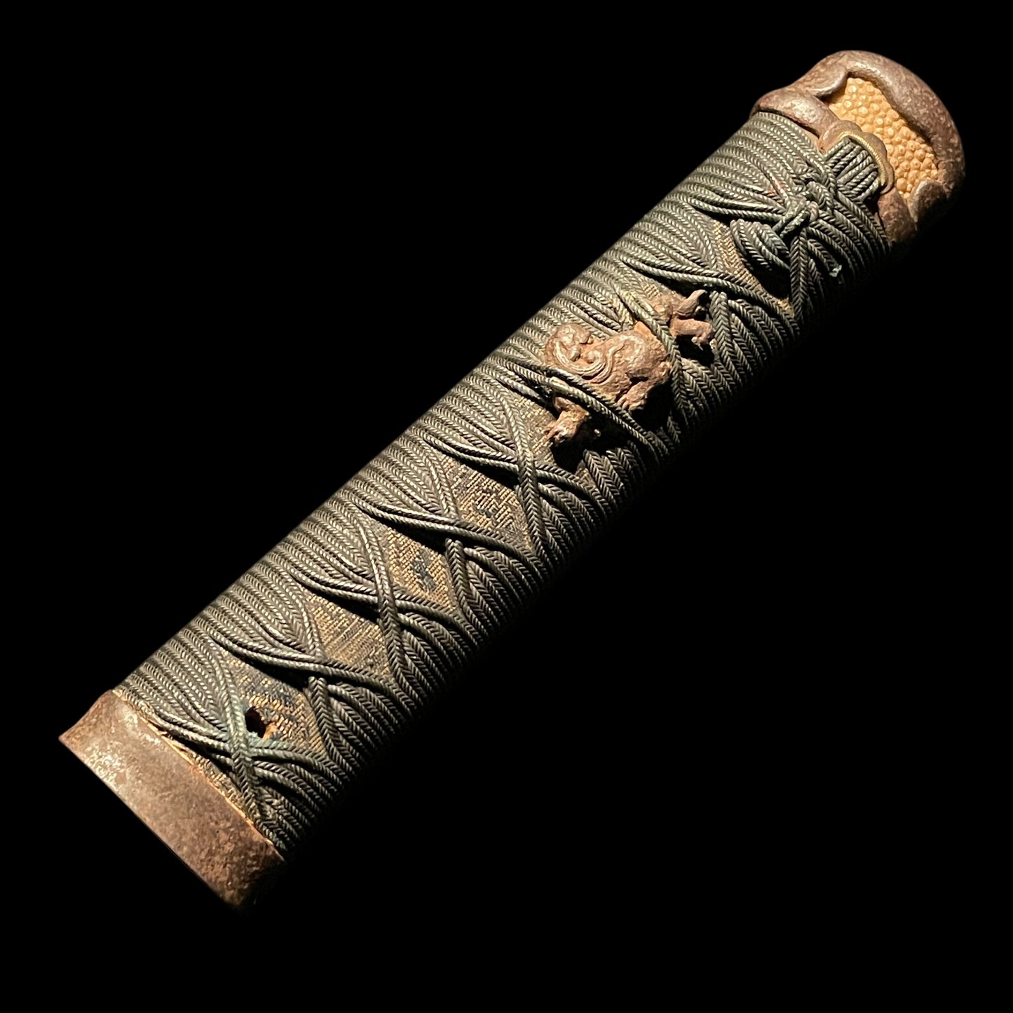 Handachi Koshirae 半太刀拵鉄一作金具 WAKIZASHI, Iron Large Menuki, Munehisa 宗久 signed