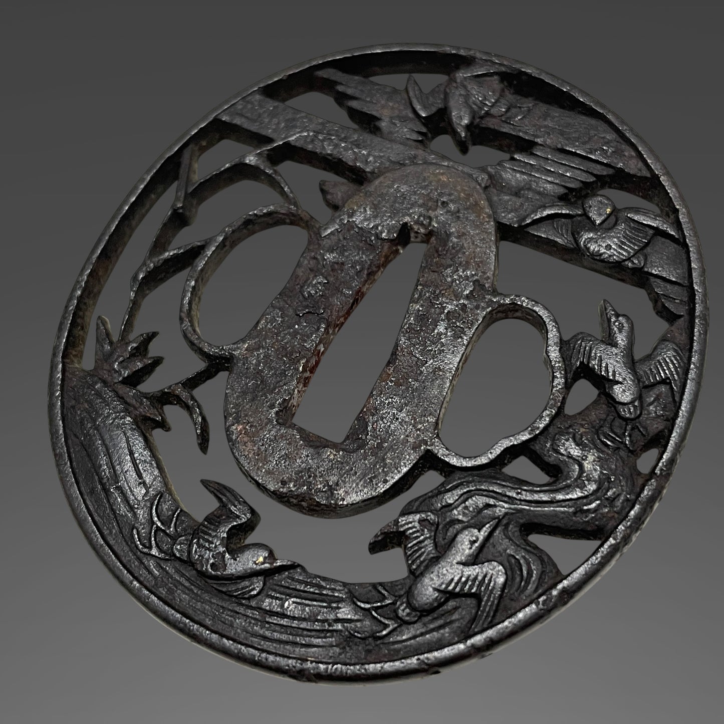 Bat Fuchi Long Wakizashi, Fuemakisaya 笛巻鞘,  Heianjo Masanobu 平安城正信 signed, Edo period