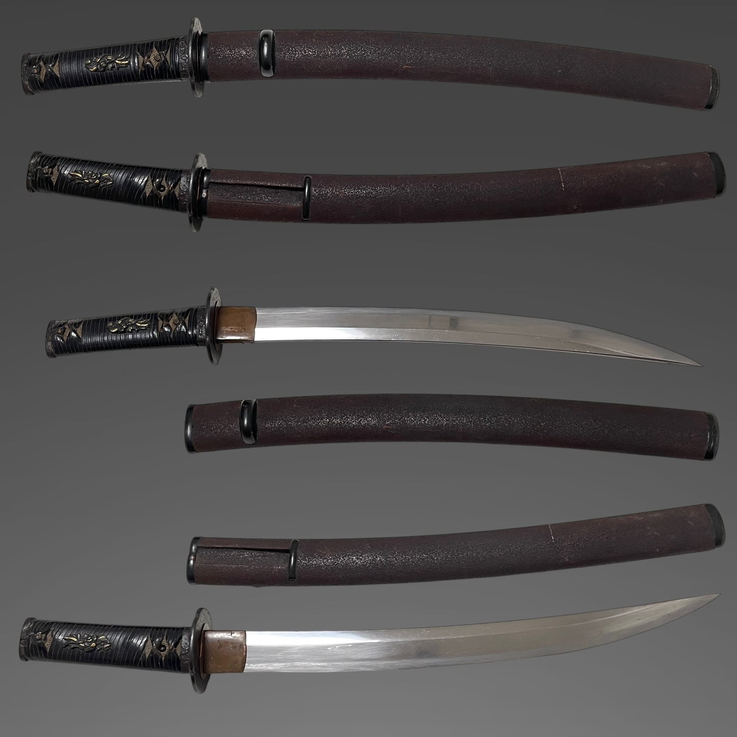 Naginata-Naoshi Style Wakizashi, Chikushuju Sa 筑州住左 signed, Kawamaki Tsuka