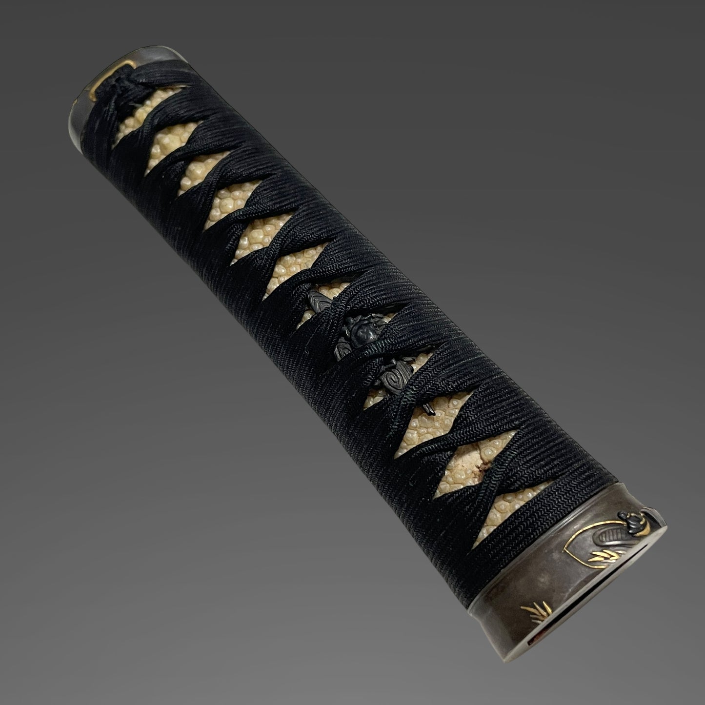 Red Wakizashi Shibuichi Fittings 四分一金具, Signed Fuchi, with Kozuka Kogai,  Edo