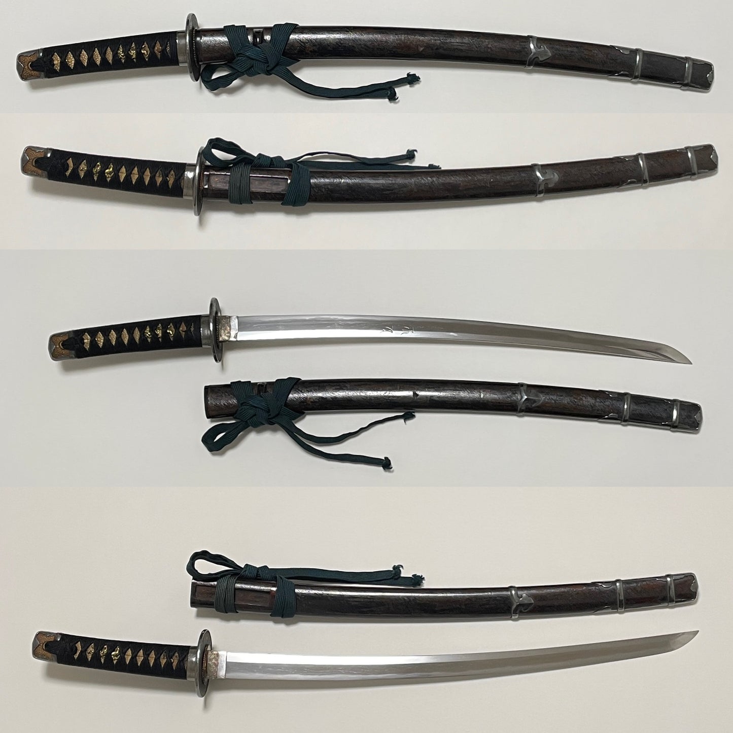 Handachi-Koshirae 半太刀拵 Wakizashi, Silver Fittings, Bonji 梵字 blade