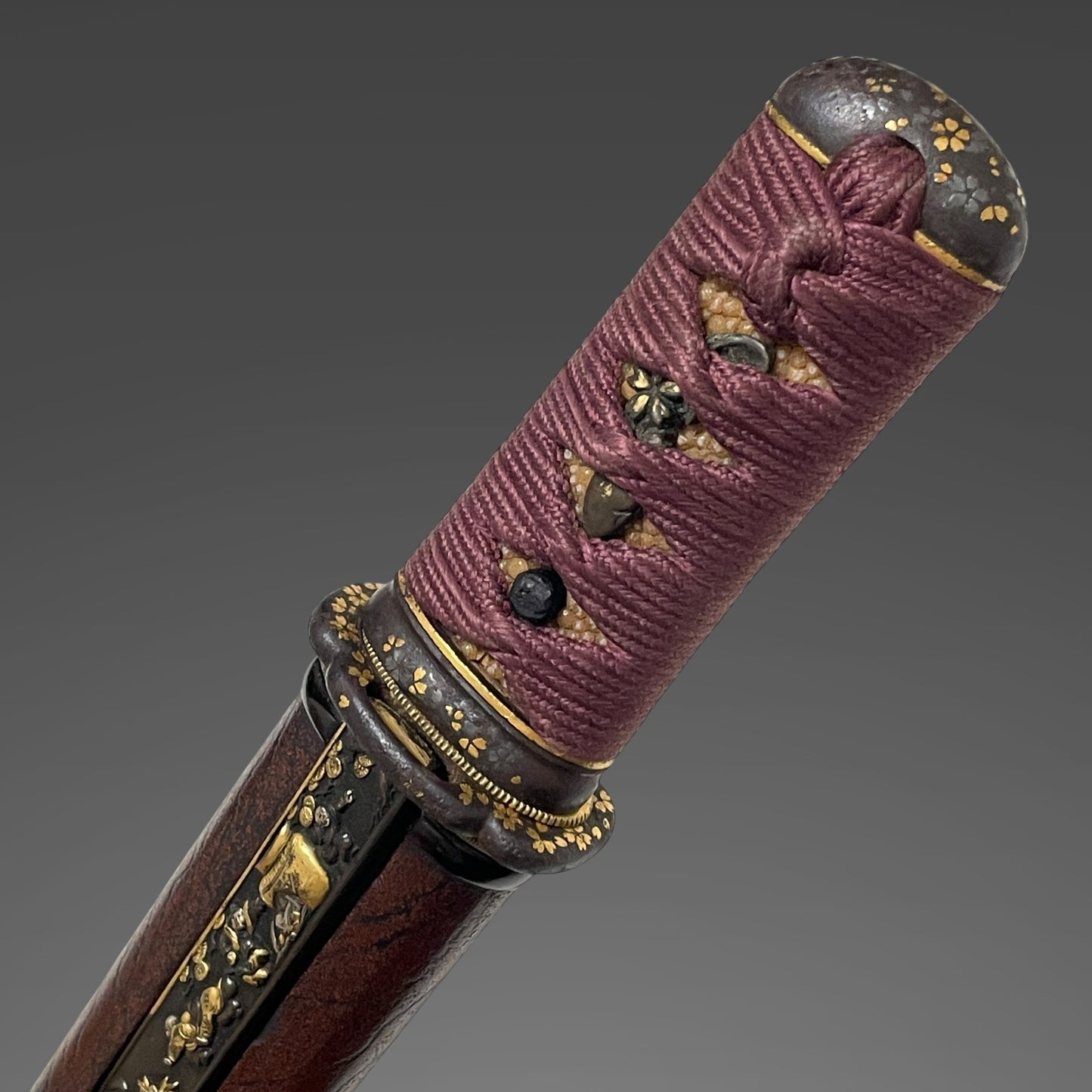 Mito Sukemitsu 水戸祐光 TANTO, 茶変塗鞘短刀拵, with Kozuka and Wari-Kogai, Edo period