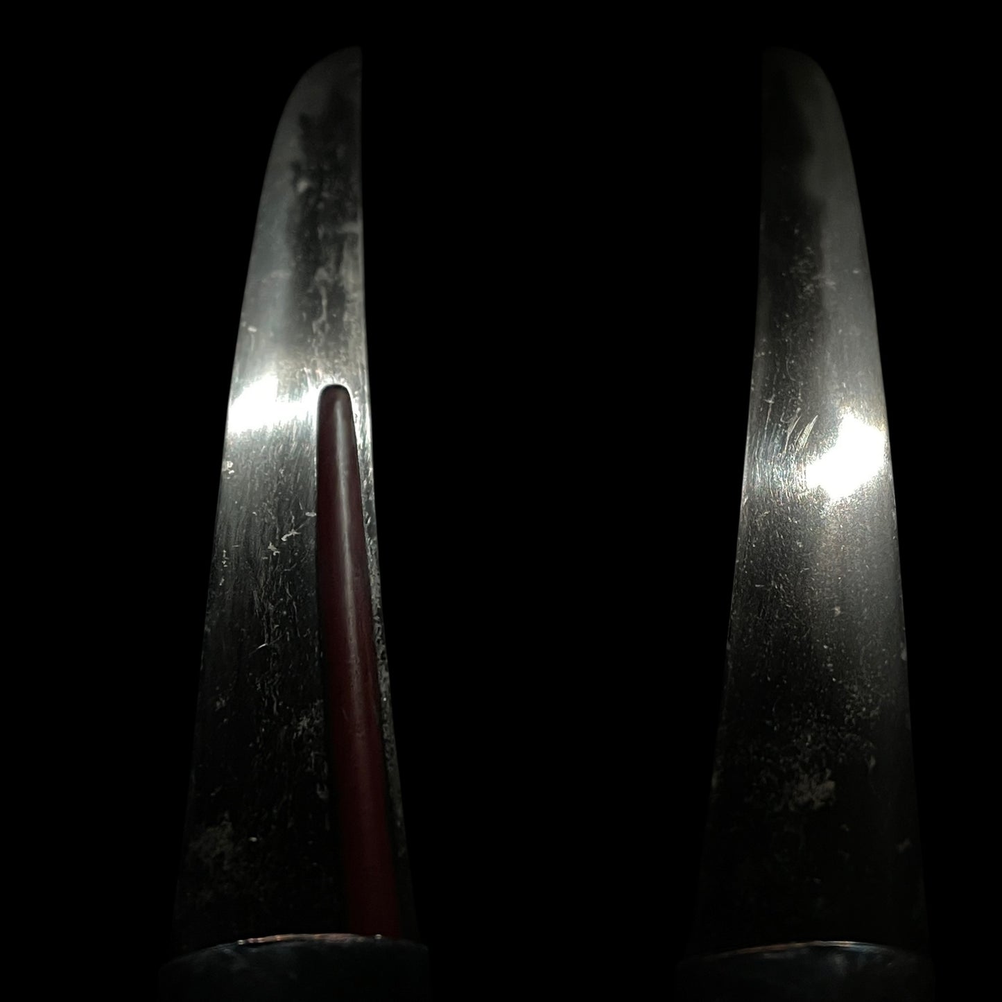 Red Wakizashi, Nobuhisa 宣壽 signed Tsuba, 朱塗腰樋 Red Koshibi, Edo period mumei