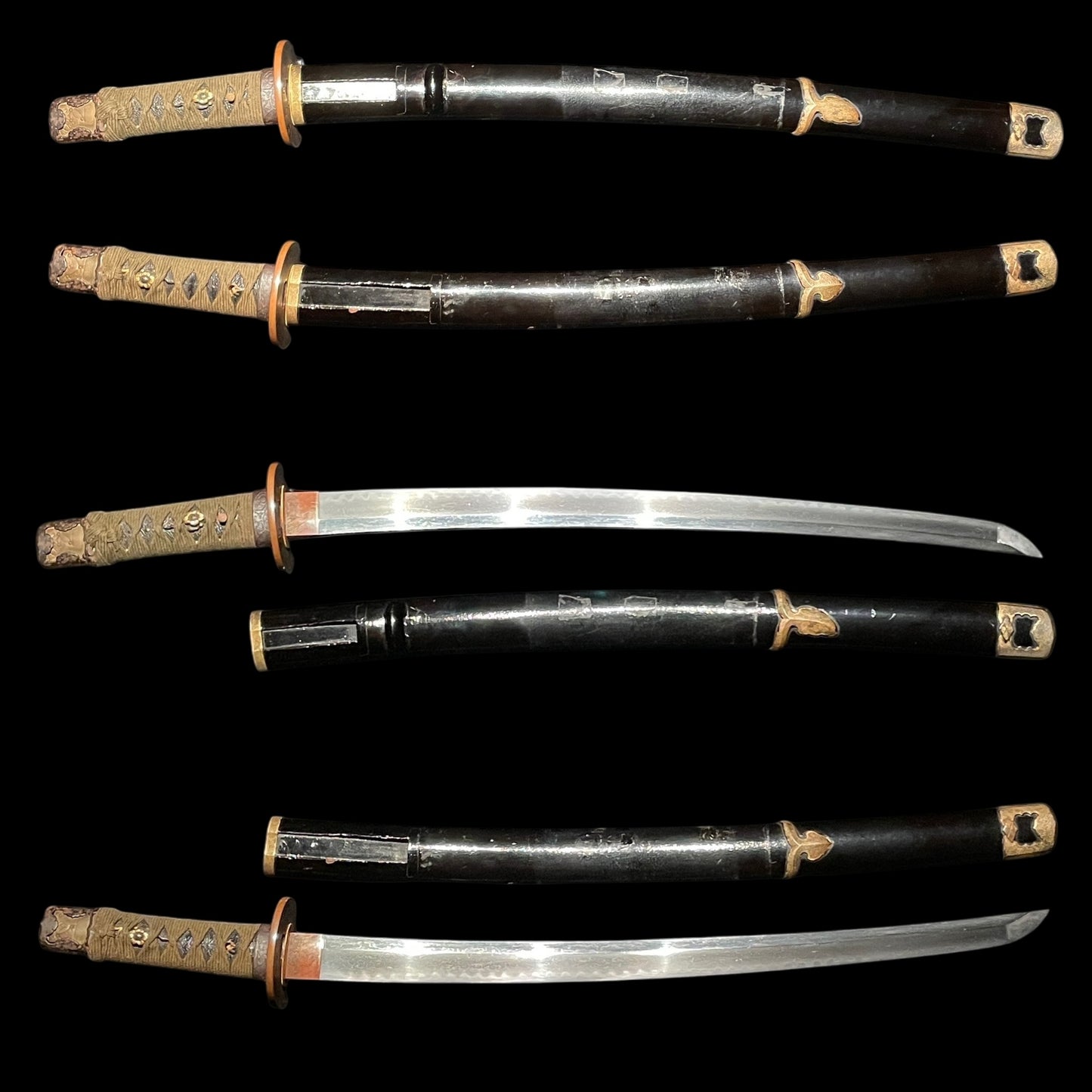 Handachi Koshirae 半太刀拵 Wakizashi, Gunome-Hamon 互目刃文, Edo period mumei