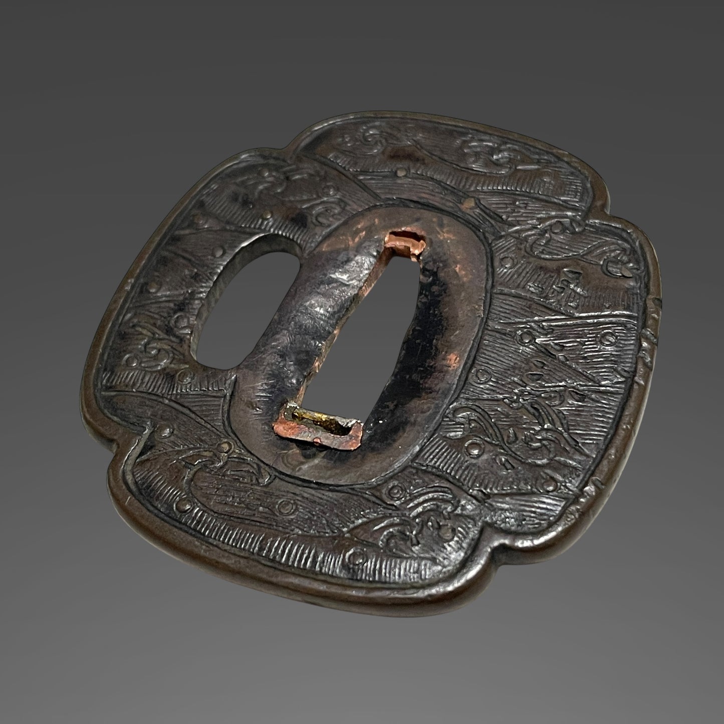 Rankaku-Saya 卵殻鞘, HORIMONO 彫物 Wakizashi, Yamagane Tsuba, Edo period mumei