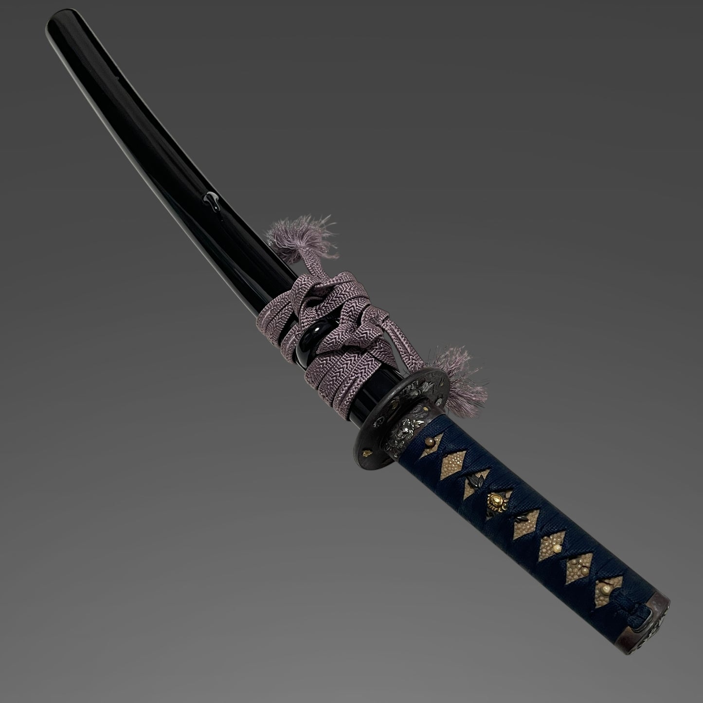 Hirazukuri Wakizashi, Butterflies and peonies Fittings, Enju Nobukatsu signed Kozuka