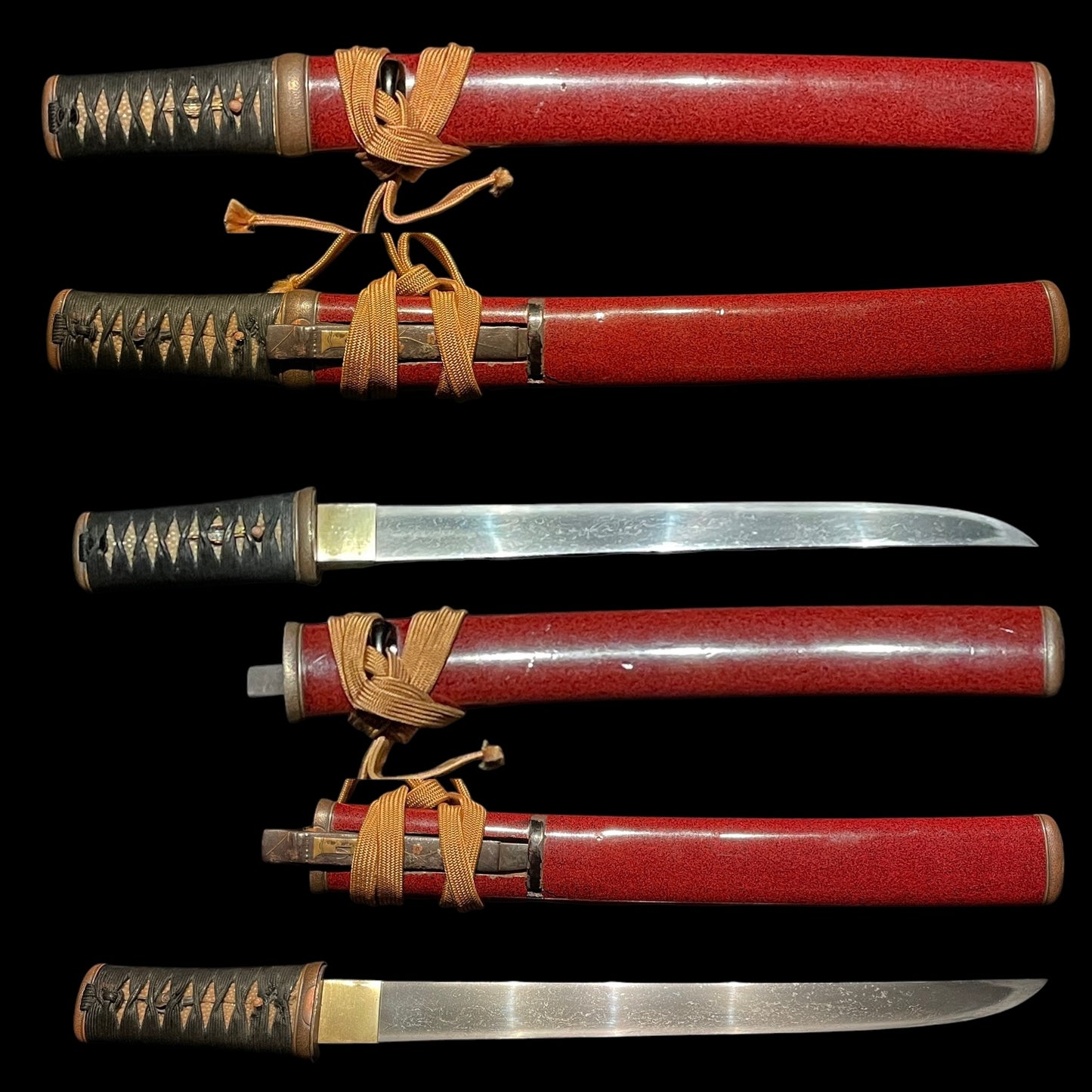 Red Matsushiro Koshirae, Aikuchi TANTO with KOZUKA, KOTO Muromachi period