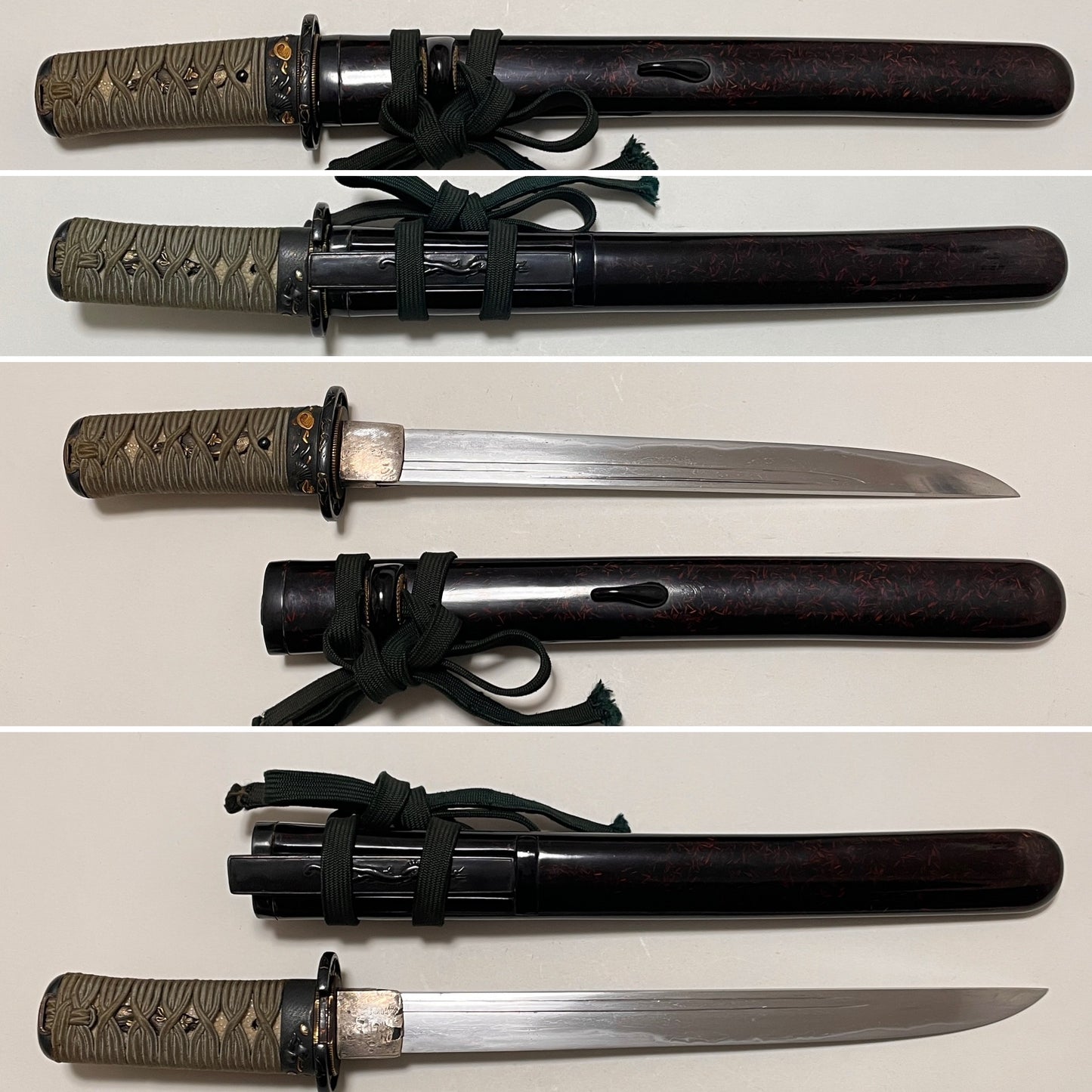 Kunimitsu 國光 signed TANTO, Dragon Kozuka, Shell Fuchi, Muromachi period