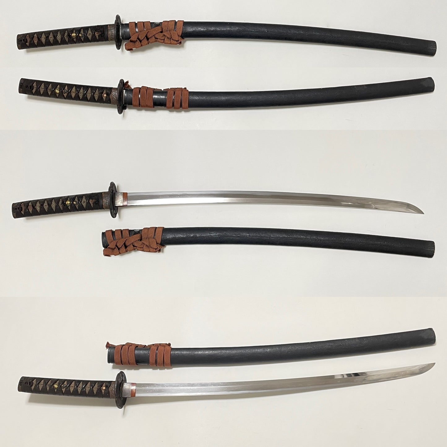 Morimitsu 盛光 signed KATANA, Shinchu Chirashi Tsuba 真鍮散鍔, with Shirasaya