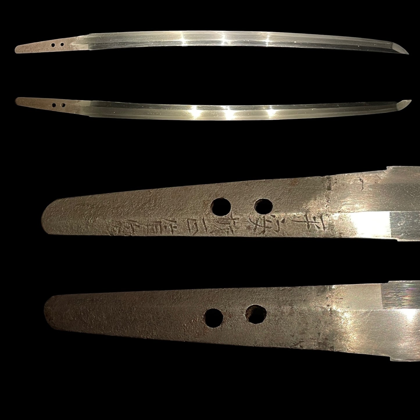 Bat Fuchi Long Wakizashi, Fuemakisaya 笛巻鞘,  Heianjo Masanobu 平安城正信 signed, Edo period