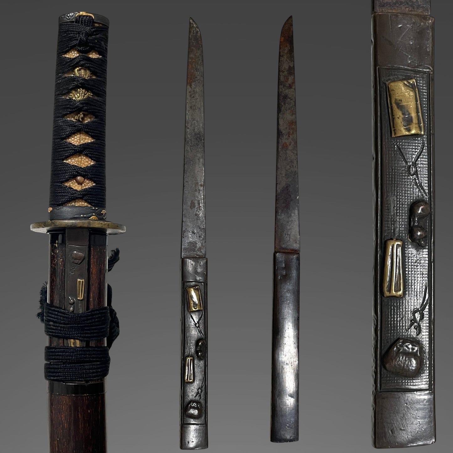 Nagamaki Naoshi Style Wakizashi, Signed Shibuichi Tsuba, Muromachi period mumei