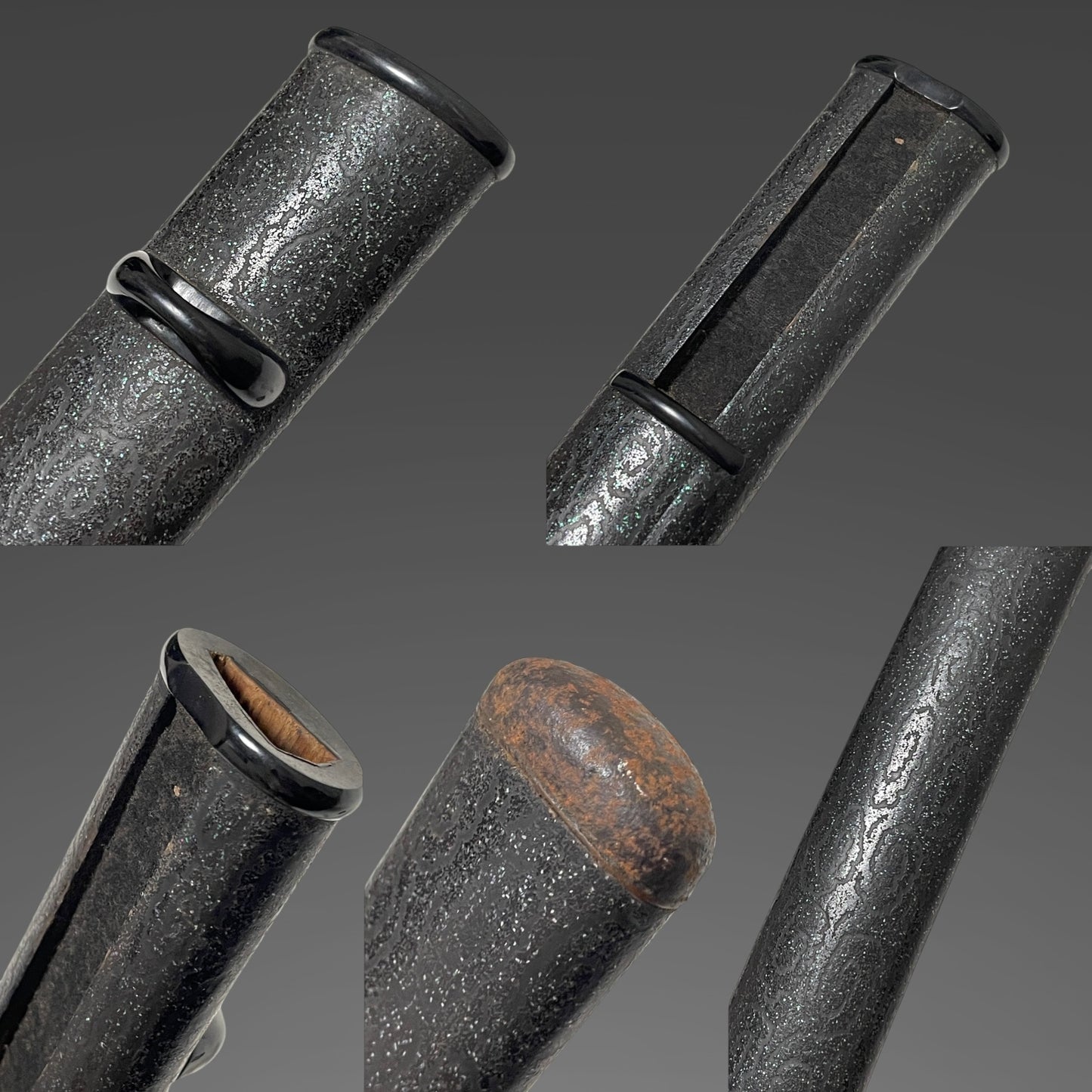 Unmon Aogaichirashi Saya 雲紋青貝散鞘 TANTO, Dragonfly Menuki, Late Edo period mumei