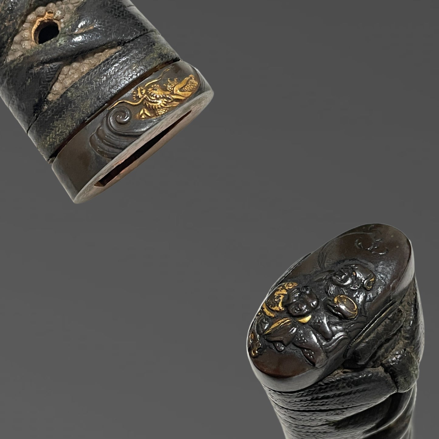 Yukinori 行則 signed KATANA, Dragon Fuchi and Menuki, Ninja style square Tsuba, Muromachi period