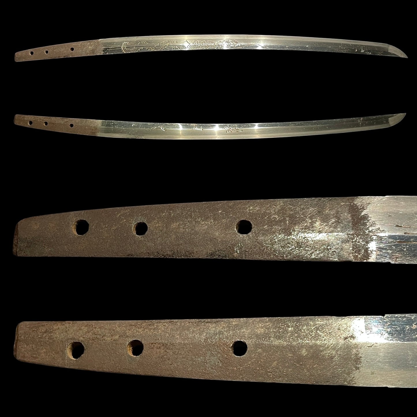 Dragon HORIMONO 彫物 Wakizashi, Noboriryu 昇龍, Bonji 梵字, Edo period mumei
