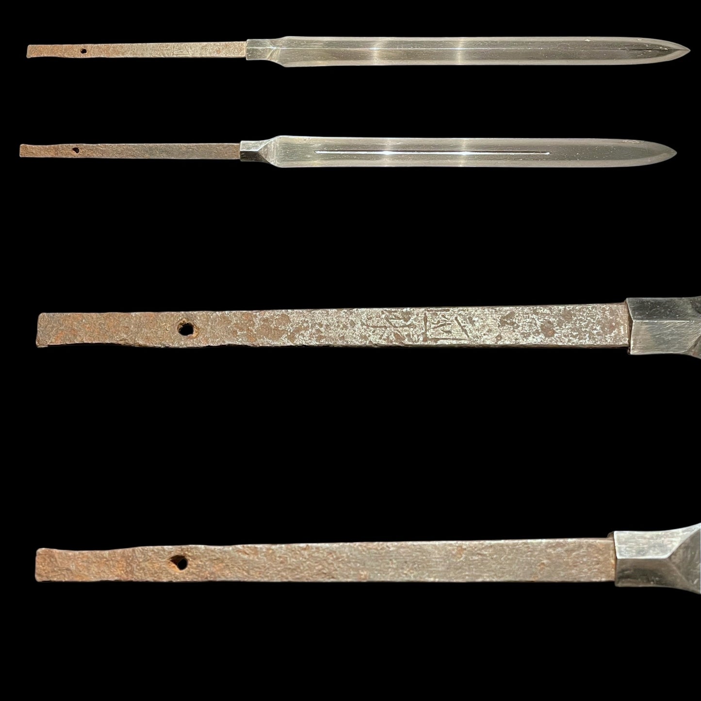 Kunisuke 国助 signed Hirasankaku-Yari 平三角槍, Sword Style Shirasaya, Edo period